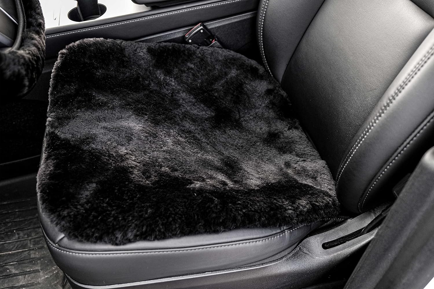 Natural Sheepskin Car Seat Covers for Women and Men | 100% Genuine Sheepskin Fur Seat Pad for Cars & Jeeps with Elastic Straps and Non-Slip Suede Backing, 19 x 19”, 1 Pc (Natural)