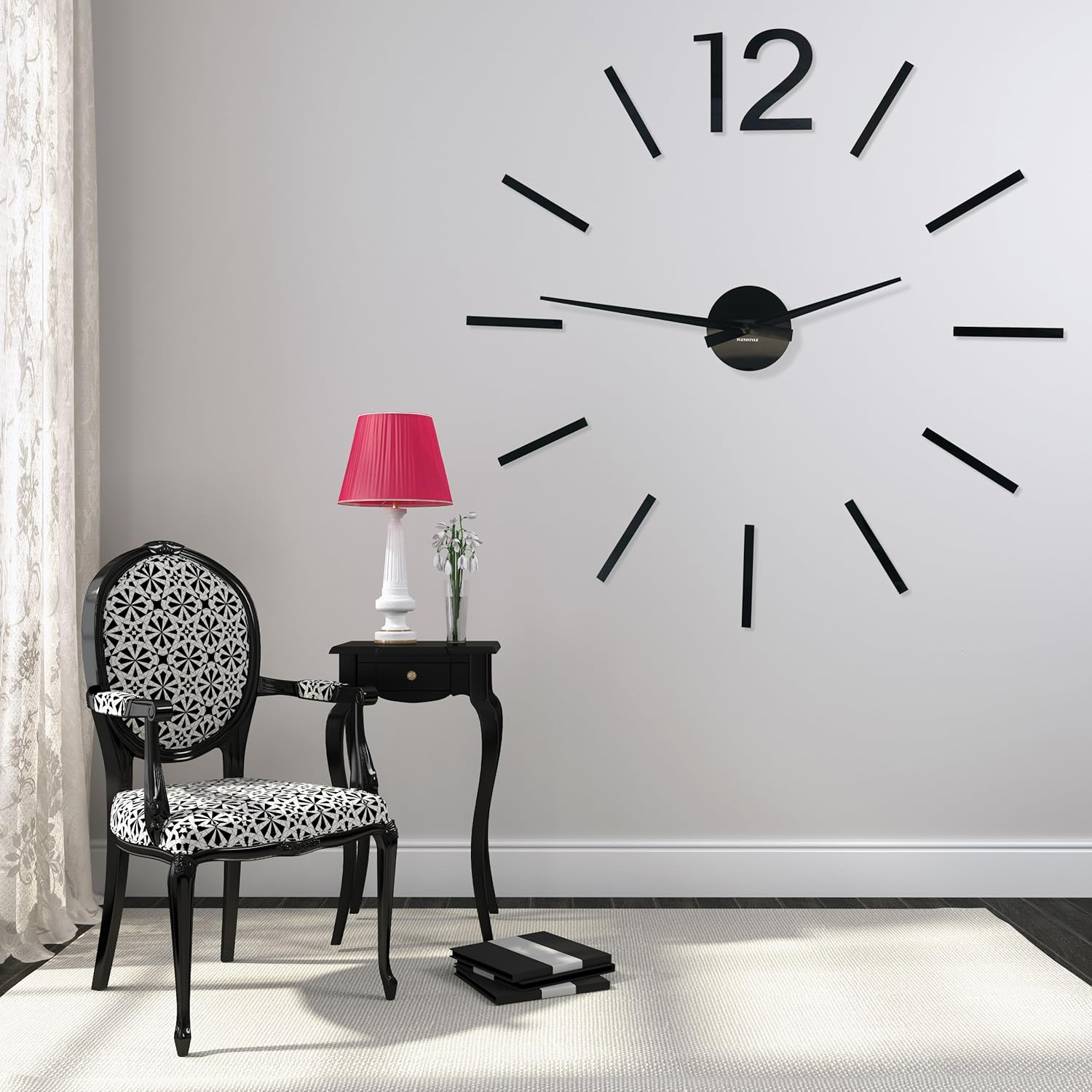 Modern Large Wall Clock DIY Admirable 2 XXL, 100-130 cm, Living Room, Bedroom, Made in The EU, Quiet