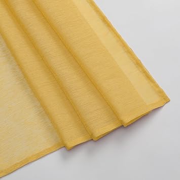 DONREN Amber Yellow Sheer Curtains Sheer Curtains Scarf Home Decoration - Semi Voile Scarf Valance for Wedding (1 Pack,W 52 x L 144 Inch)
