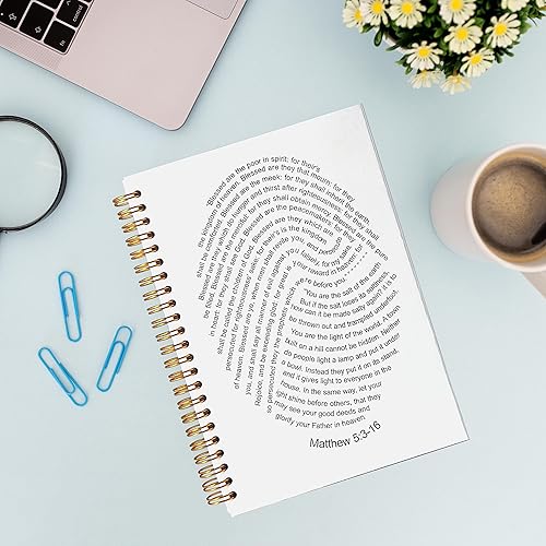 Miniatura 2 de VNWEK Escritura bíblica Mateo 53-16 Blessed are the Poor in Spirit Dios huellas dactilares cuaderno espiral diario de 5.5 x 8.3 pulgadas, cuaderno