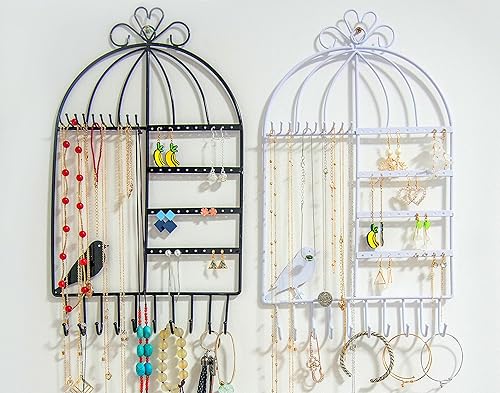 Miniatura 4 de Organizador de joyas colgante, soporte para aretes montado en la pared, estante de exhibición de metal para collar, anillo, pulsera y lentes de sol,