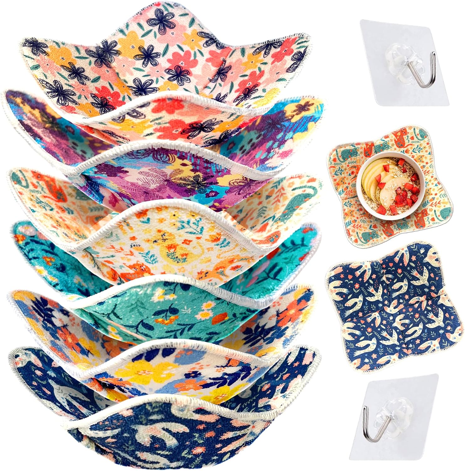 | 6 Pack Microwave Bowl Cozy with Floral Design – Hot Soup Bowl Holder Set