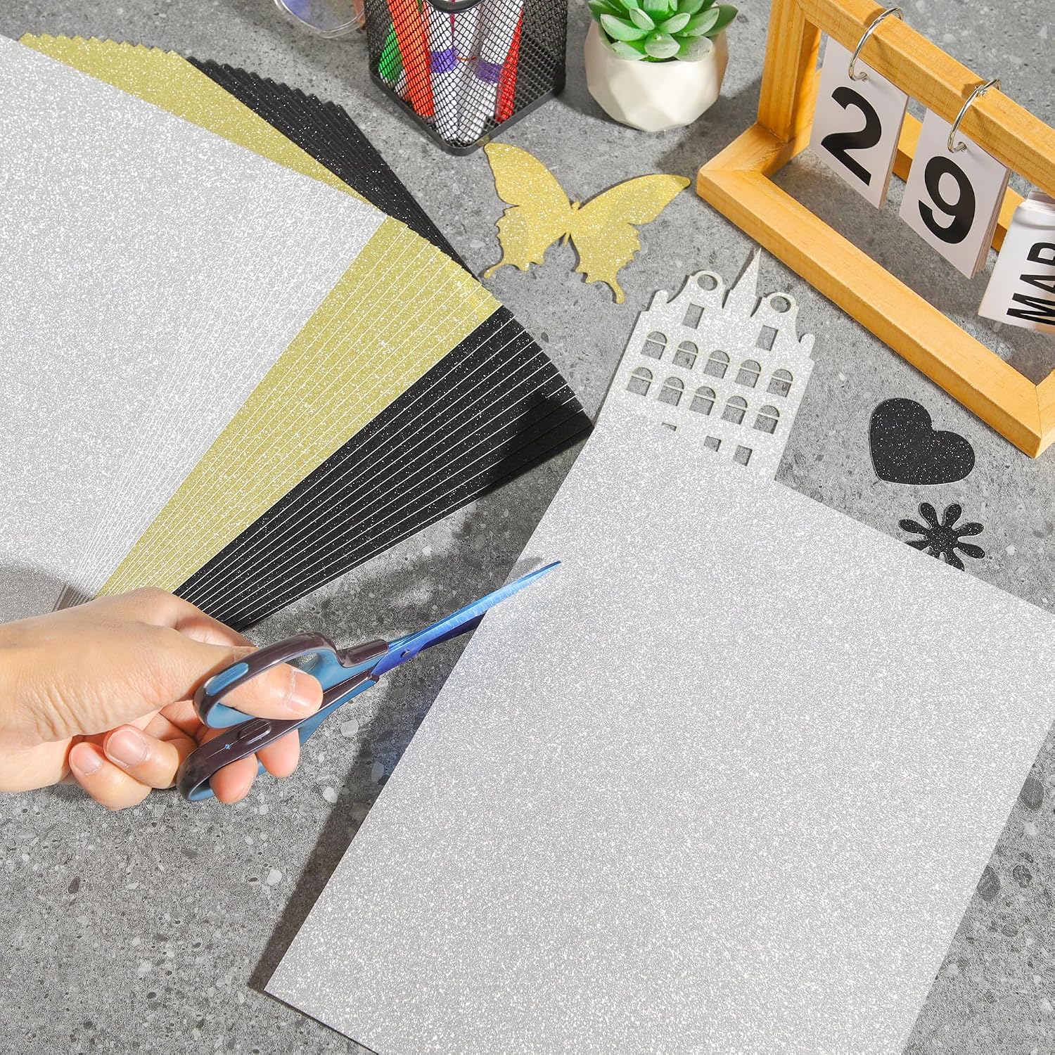 30 Sheets Mixed Color Glitter Cardstock Paper - 250gsm/92lb Sparkle Card Stock Paper for Crafts Card Making Birthday Wedding Decoration UAP21MX030