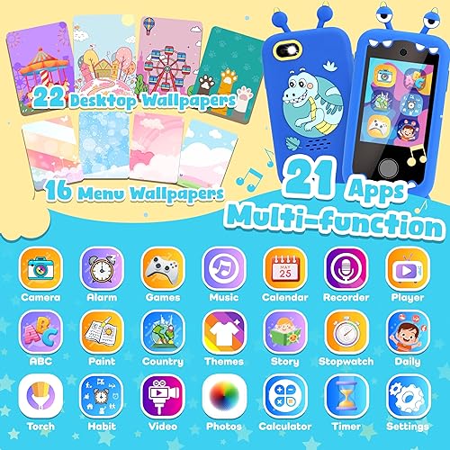 Miniatura 8 de Teléfono inteligente para niños - 32 GB integrado para una velocidad más rápida  Batería de 850 mAh de larga duración  Teléfono de juego HD de doble