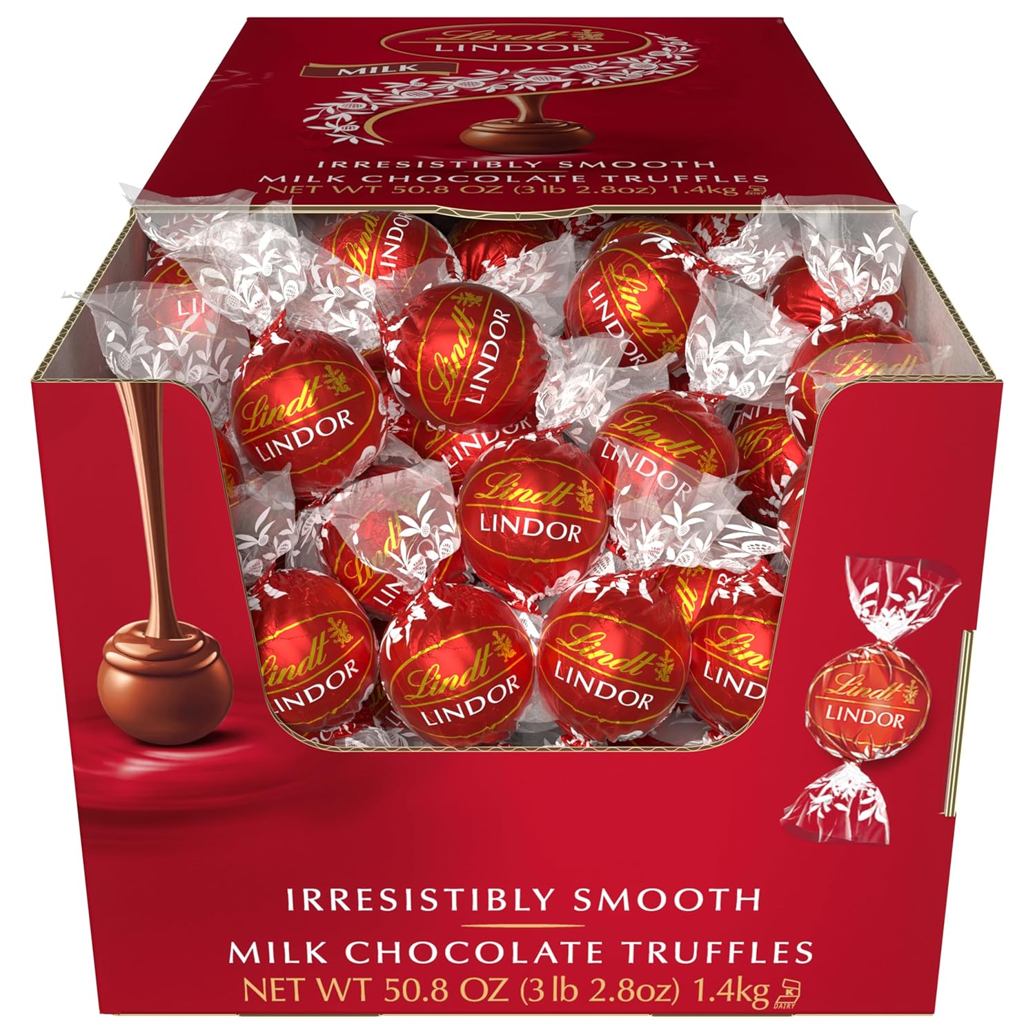 Lindt LINDOR Milk Chocolate Truffles, Kosher, 120 Count, 50.8 Ounce