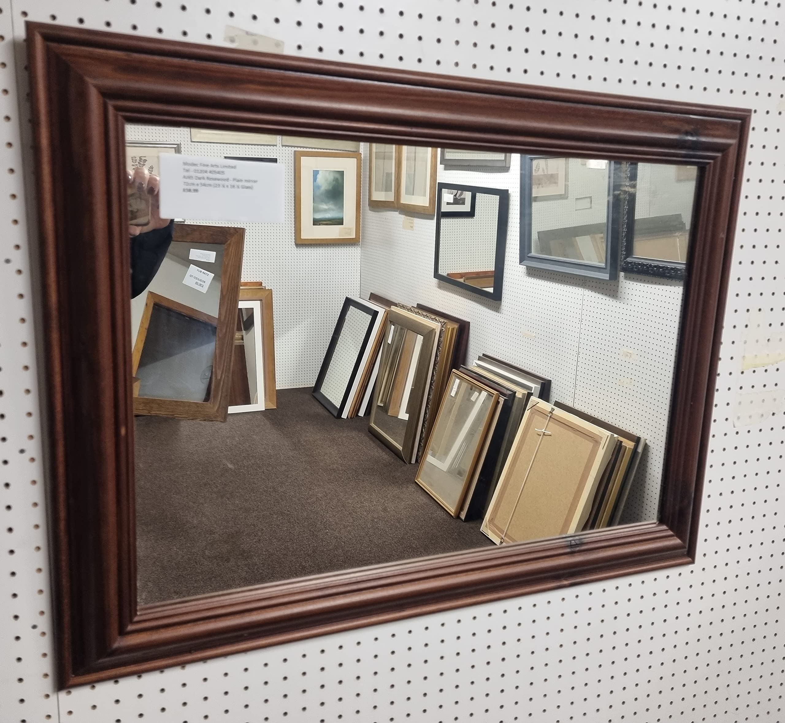 Modec Mirrors 65mm RED MAHOGANY STAINED SOLID PINE PLAIN GLASS WALL MIRROR. 20" x 16" (51cm x 41cm)