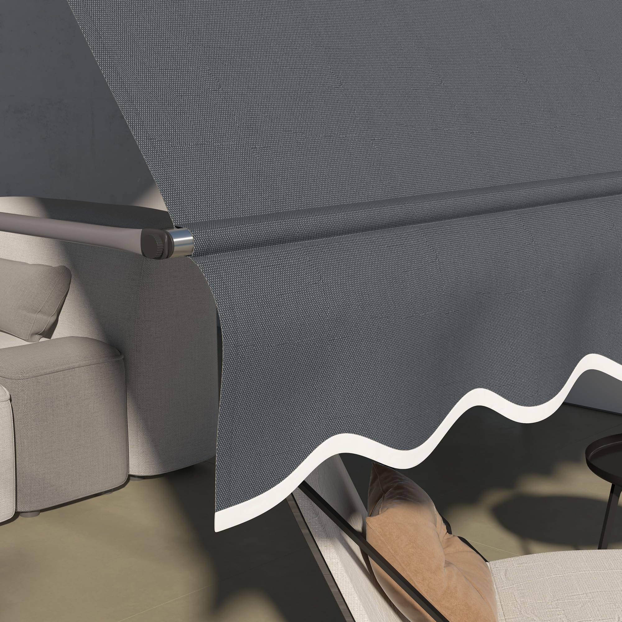 Outsunny Toldo Manual Retráctil 3,5x1,2 m Toldo Exterior Terraza Enrollable Altura Ajustable con Manivela 210-300 cm Sin Taladro Protección UV30+ para Balcón Jardín Gris Oscuro