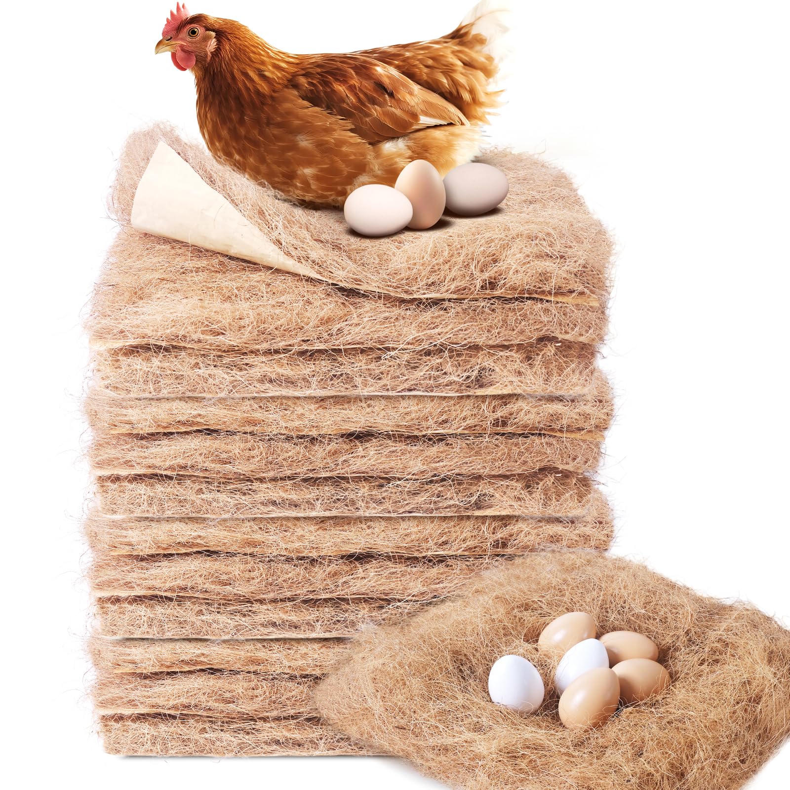 Matutinus Laying Hen Nesting Pads, Premium Bedding for Chicken Nesting Box, Chicken Coop Accessories, 13x13, 12 Pieces (4 Pack)