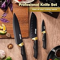 Vista 5 de Knife Set With Block,Dishwasher Safe Kitchen Knife Set With Built-In Sharpener,German Stainless Steel Black Knife Block Set(Night Flash Series)