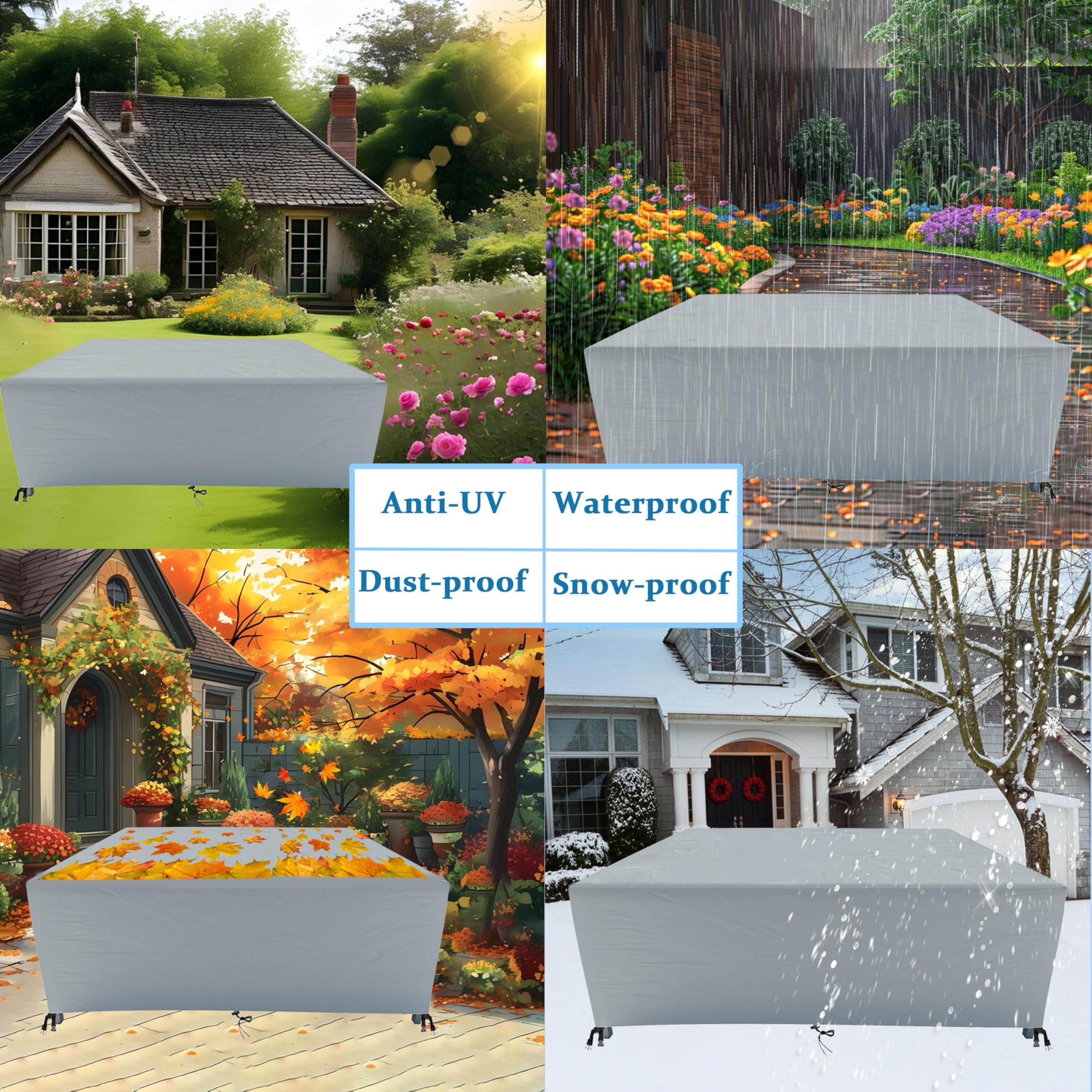 Copertura Per Mobili Giardino 420D - Impermeabile E UV - 220x80x80cm - Con Cinghie Antivento - Foto 2