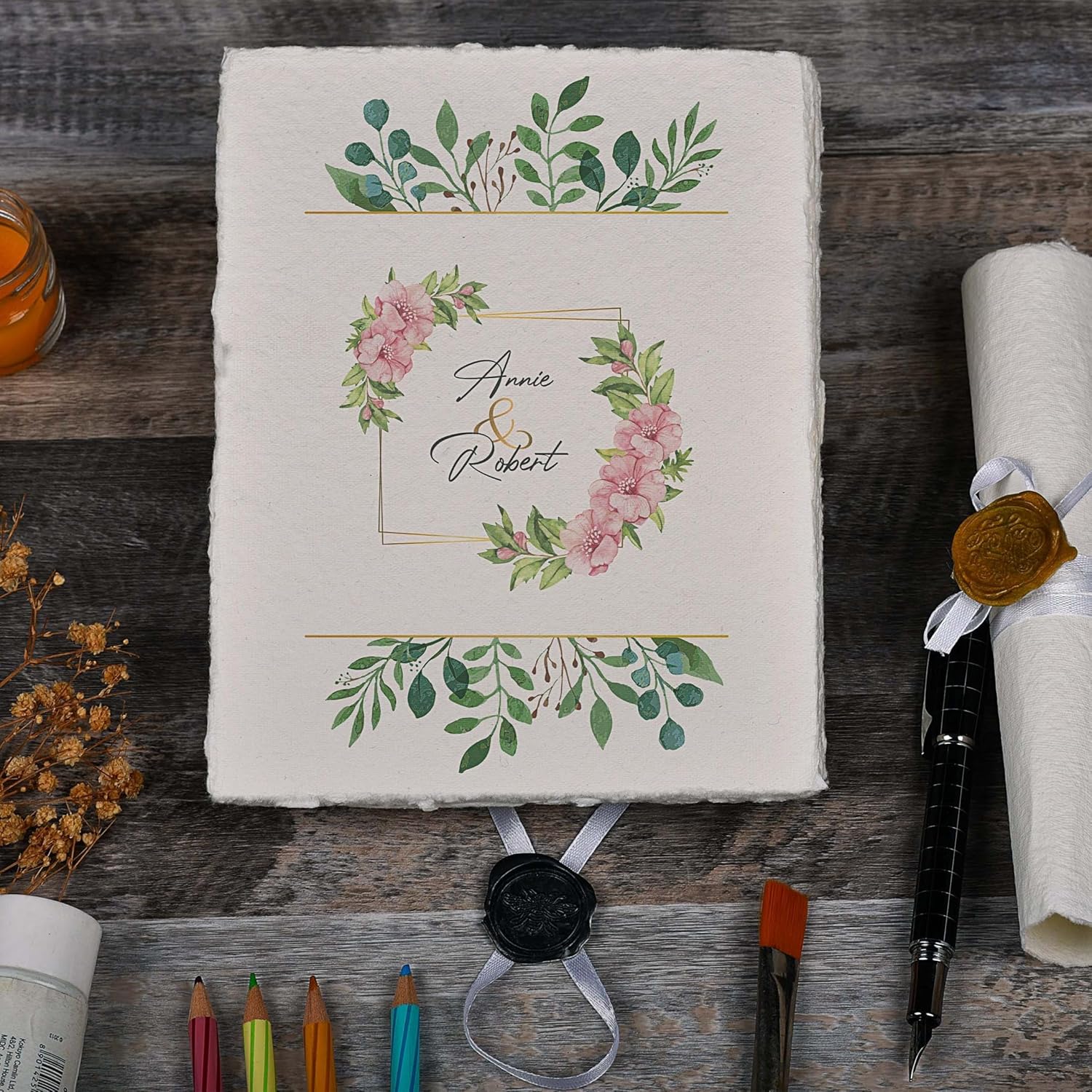 LEATHER VILLAGE 400 GSM / 25 Sheets Rough Textured Watercolor Paper for Painting, Drawing & Sketching – 12.5''X9.5'' Handmade Cotton Deckle Edge Art Paper, Made from Virgin Egyptian - White