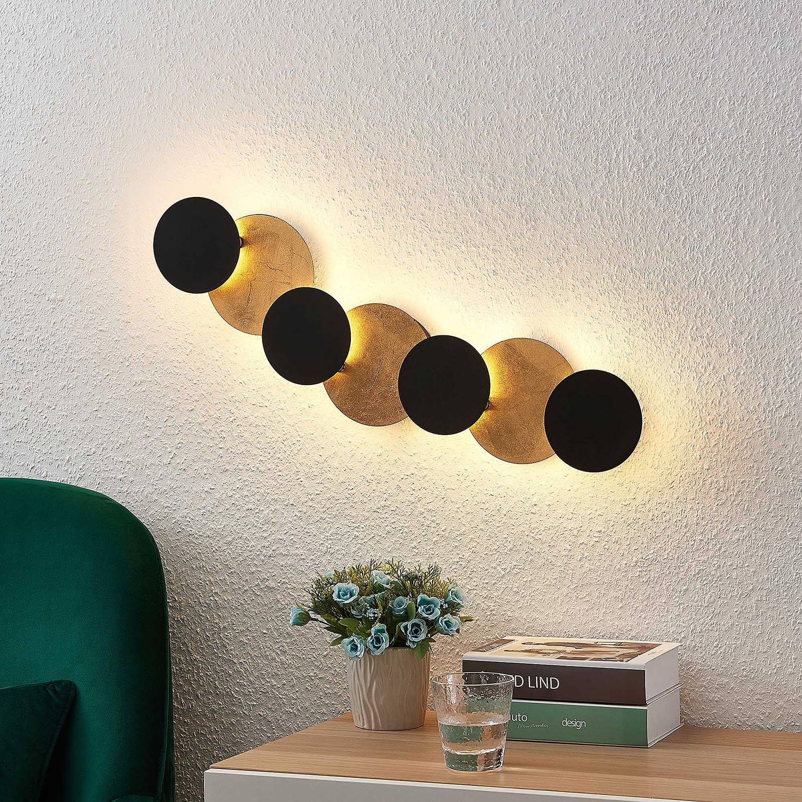 Lindby LED Wandleuchte, Wandlampe Innen Grazyna (Modern) in Schwarz aus Metall (7 flammig) - Wandstrahler Wandbeleuchtung Schlafzimmer/Wohnzimmer Wohnzimmerleuchte