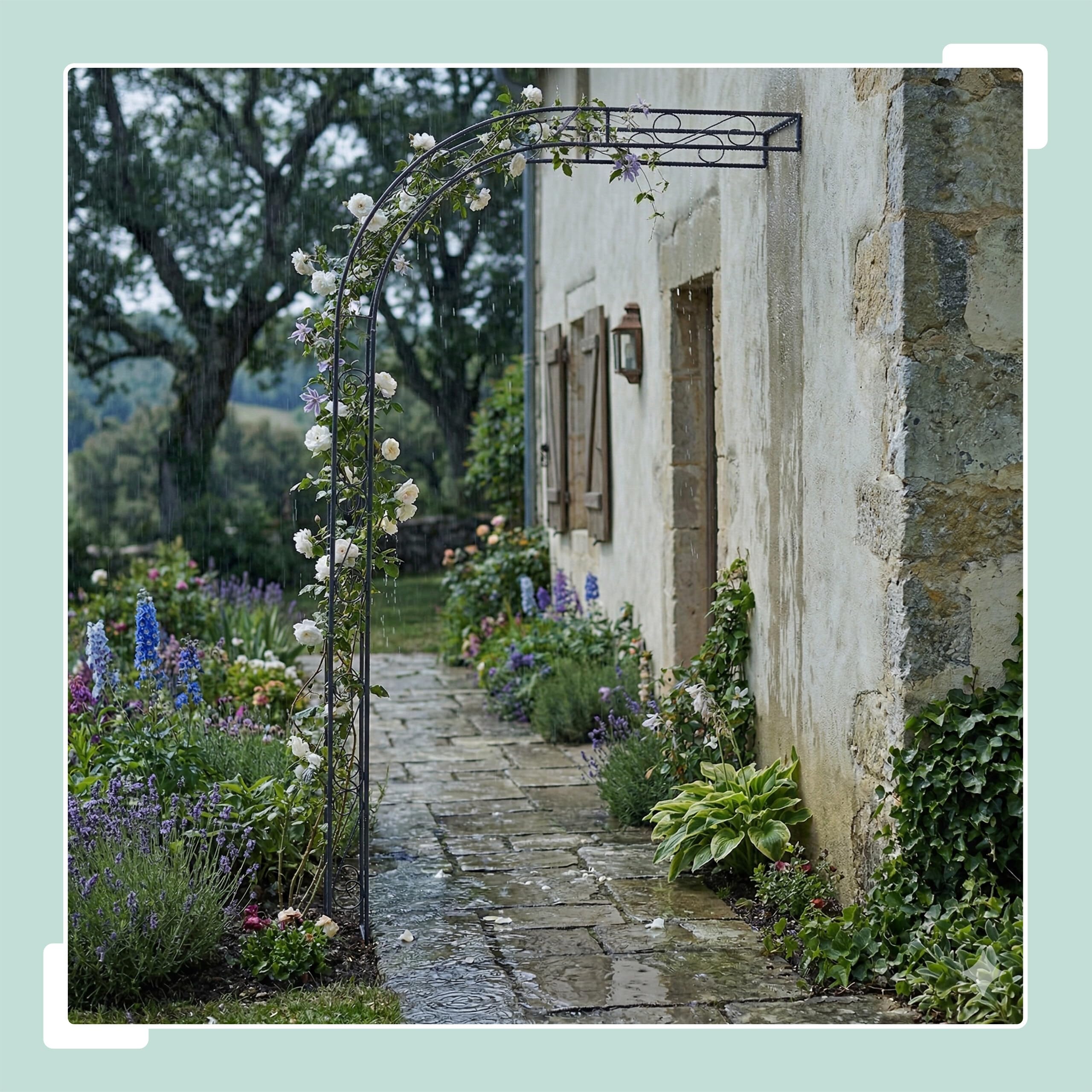 Relaxdays – Demi-Arceau pour rosiers, métal, H x l x P : 240 x 125 x 39 cm, Treillis pour Plantes grimpantes, Mural Noir