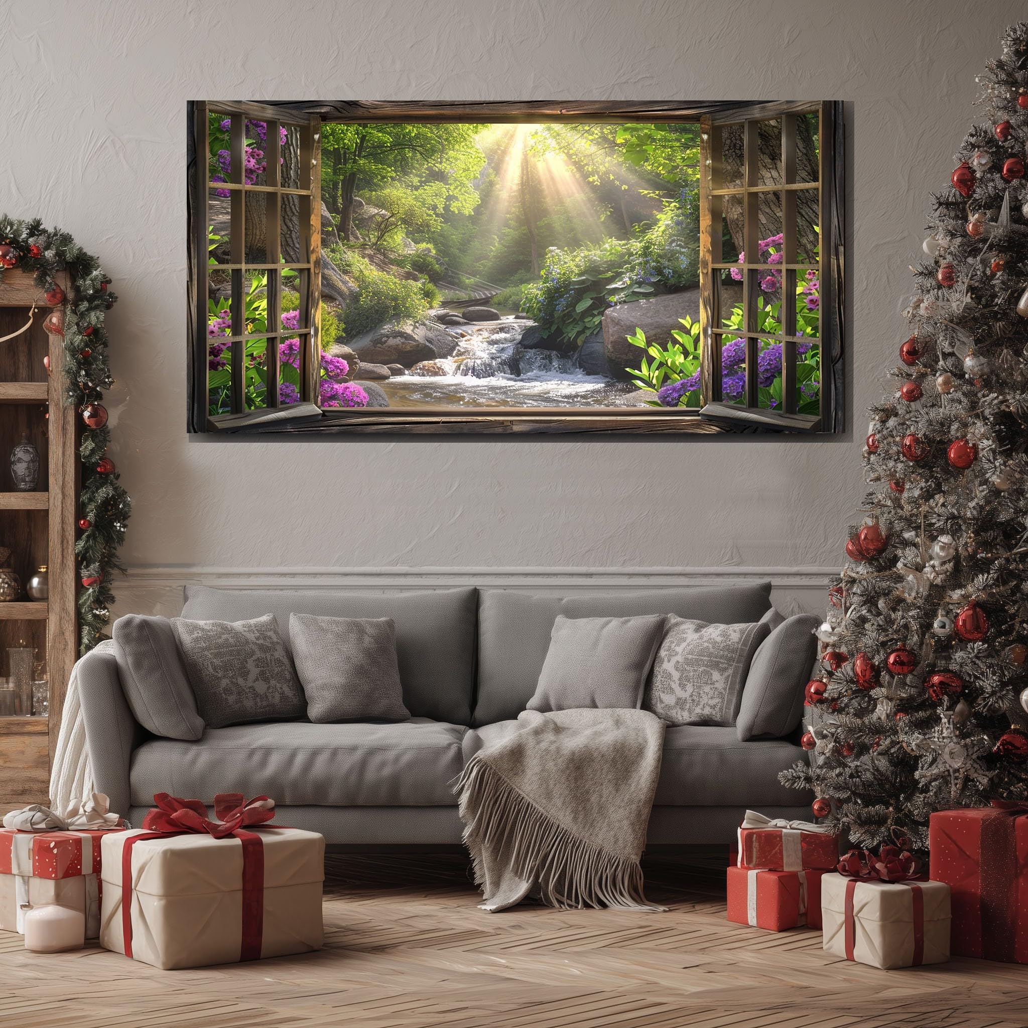 Pittura Moderna su Tela Bosco Naturale con Cornice 60x120 cm
