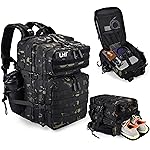 LHI Military Tactical Backpack for Men and Women 45L Army 3 Days Assault Pack Bag Large Rucksack with Shoe Compartment - Black CP