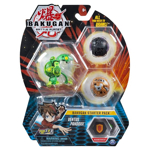 BAKUGAN Pack de 3 Figuras de acción para Principiantes - Ventus Pandoxx