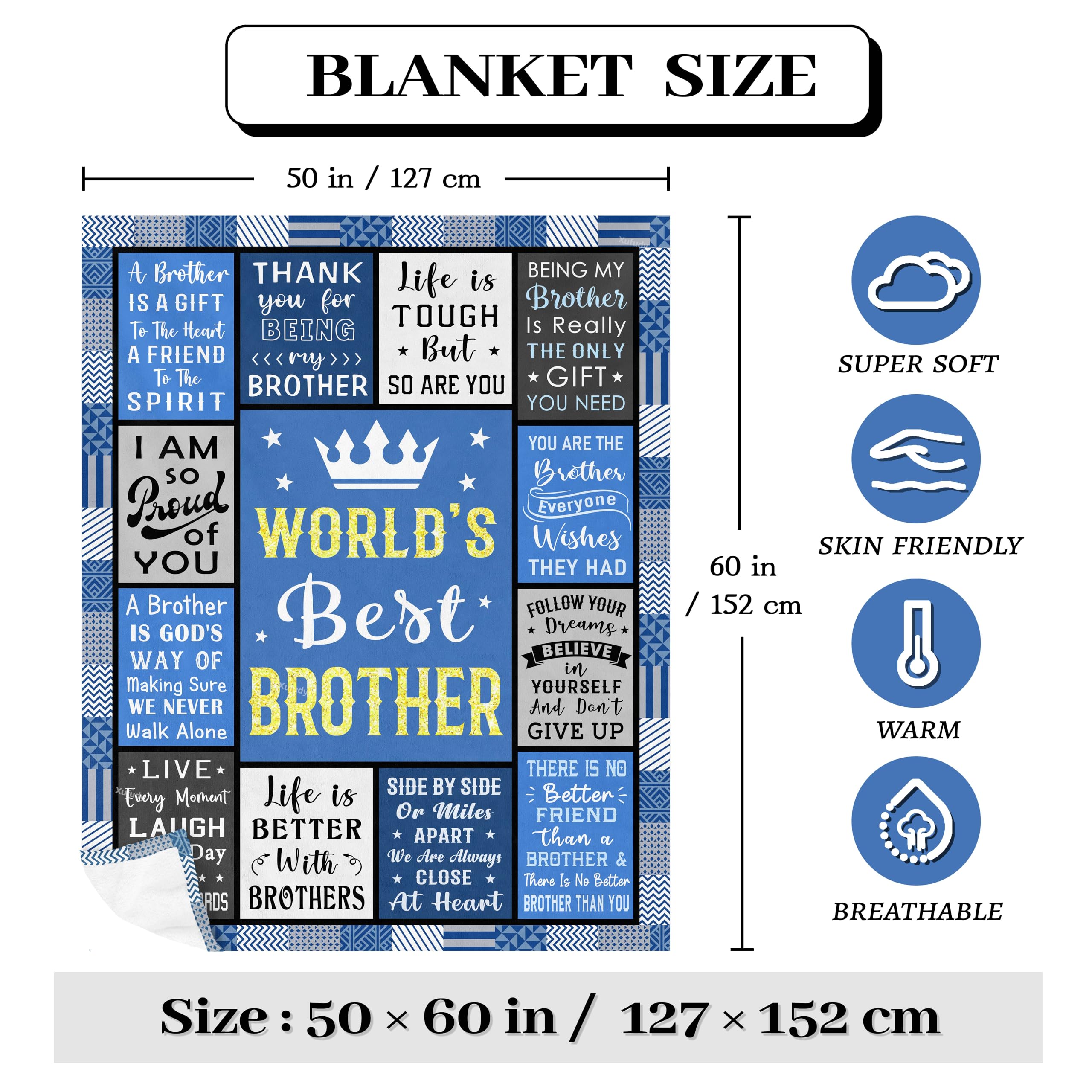 Gifts for Brother Fathers Day, Best Brother Birthday Gifts from Sister Blanket 60"x50", Brothers Blankets from Sister