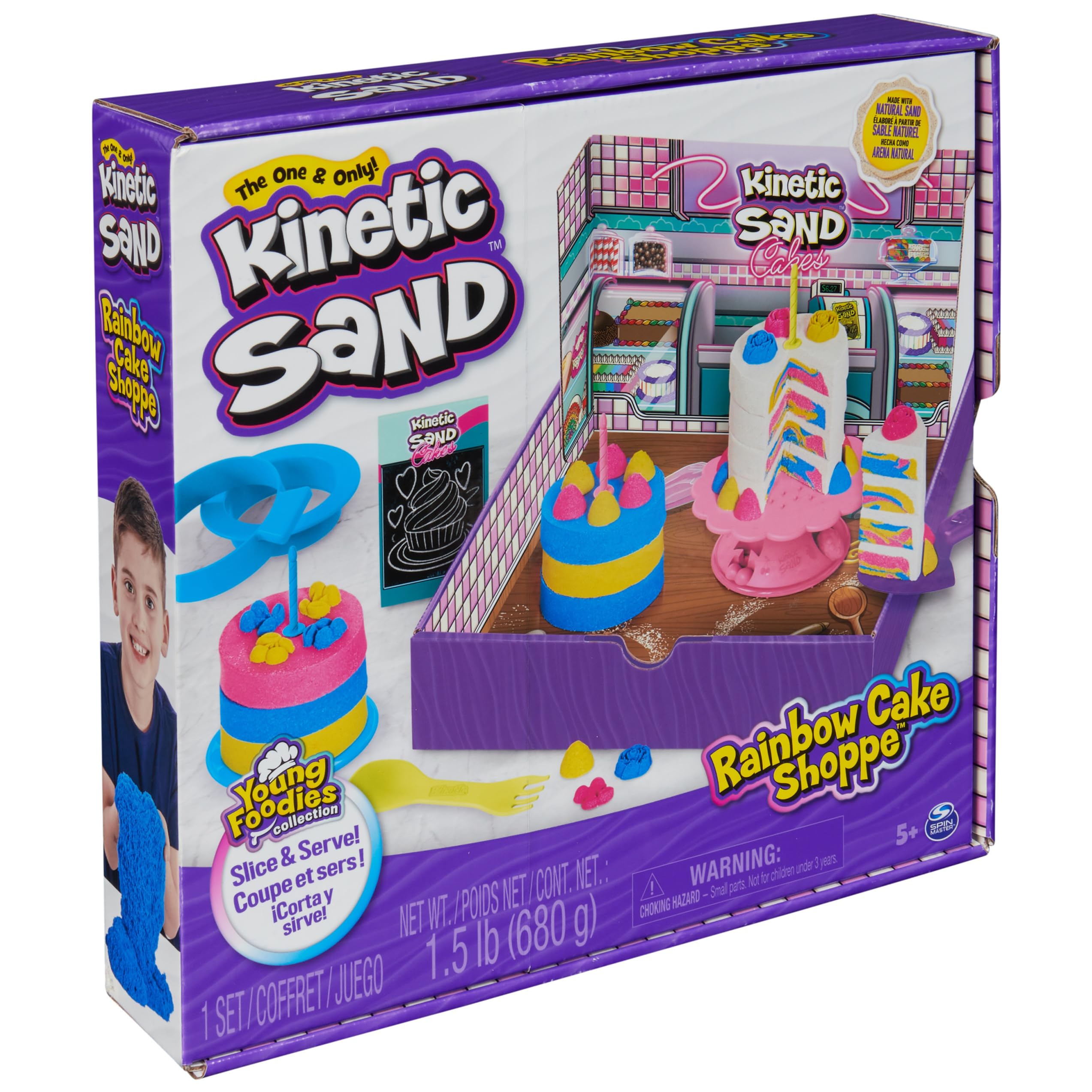 Kinetic Sand MAGICZNY Piasek - Rainbow Cake SHOPPE - 680g żółtego, różowego, niebieskiego i białego piasku waniliowego - zestaw rękodzieła dla dzieci zabawki sensoryczne - 6068029 - Zabawki dla dzieci