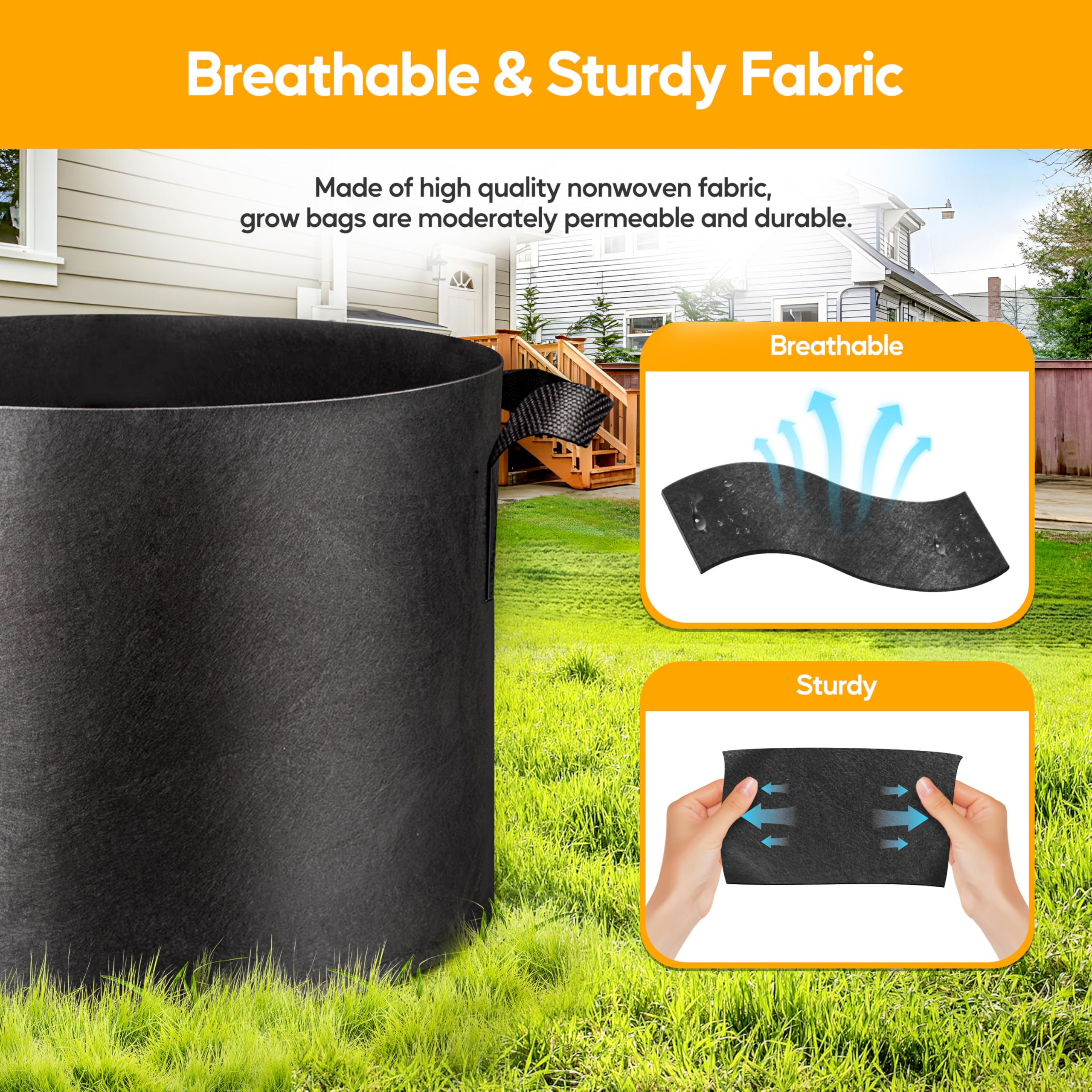 Simple Deluxe Grow Bags Pflanztöpfe mit Griffen, verdickter Vliesstoff, Belüftungstuch, strapazierfähig, Gartenarbeit für Tomaten, Kartoffeln, Gemüse und Blumen, schwarz, mit 12 Etiketten