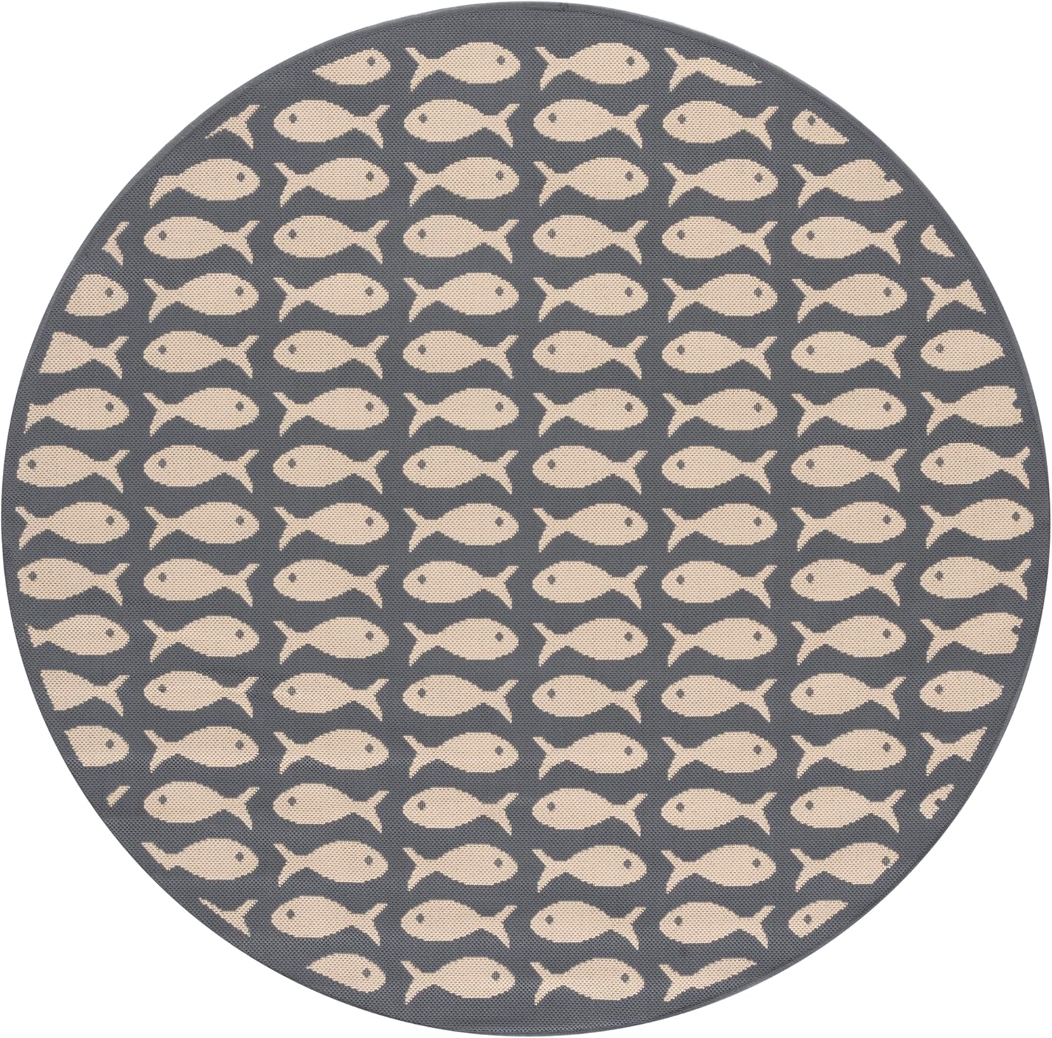 SAFAVIEH Courtyard Collection 4' Round Grey/Beige CY6013 Indoor/ Outdoor Waterproof Easy Cleaning Patio Backyard Mudroom Area Rug