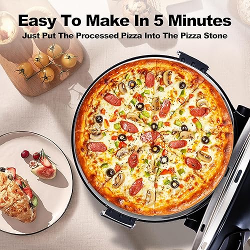 Miniatura 2 de Máquina para hacer pizza (negro), horno de pizza, horno eléctrico portátil de pizza para interiores, cocina de pizza pequeña portátil, cocina