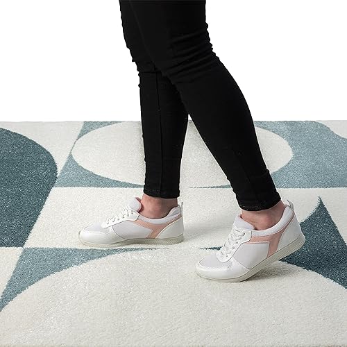 Miniatura 9 de Abani Deco Collection - Alfombra de área, diseño geométrico moderno cremaverde, 5 pies 3 pulgadas x 7 pies 6 pulgadas, fácil de limpiar, duradera