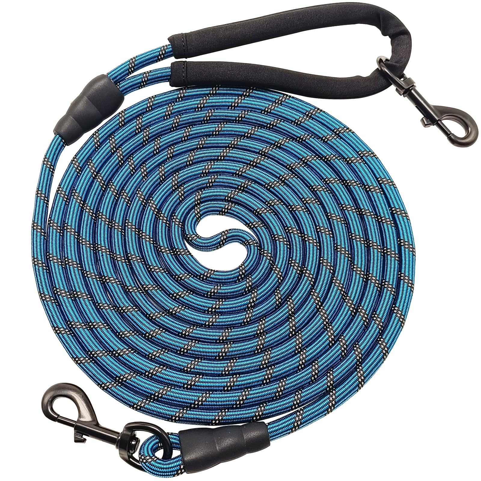 BTINESFUL Long Dog Leash, 10/15/20/30/50FT Dog Training Leash with Soft Handle, Reflective Heavy Duty Rope Dog Lead for Medium Large Dogs Outside Play, Camping (3/8" x 10ft, Blue)