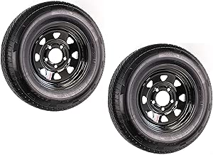 2-Pack Radial Trailer Tire Rim ST185/80R13 Load Range D 5-4.5 Black Spoke 3.19CB - coolthings.us