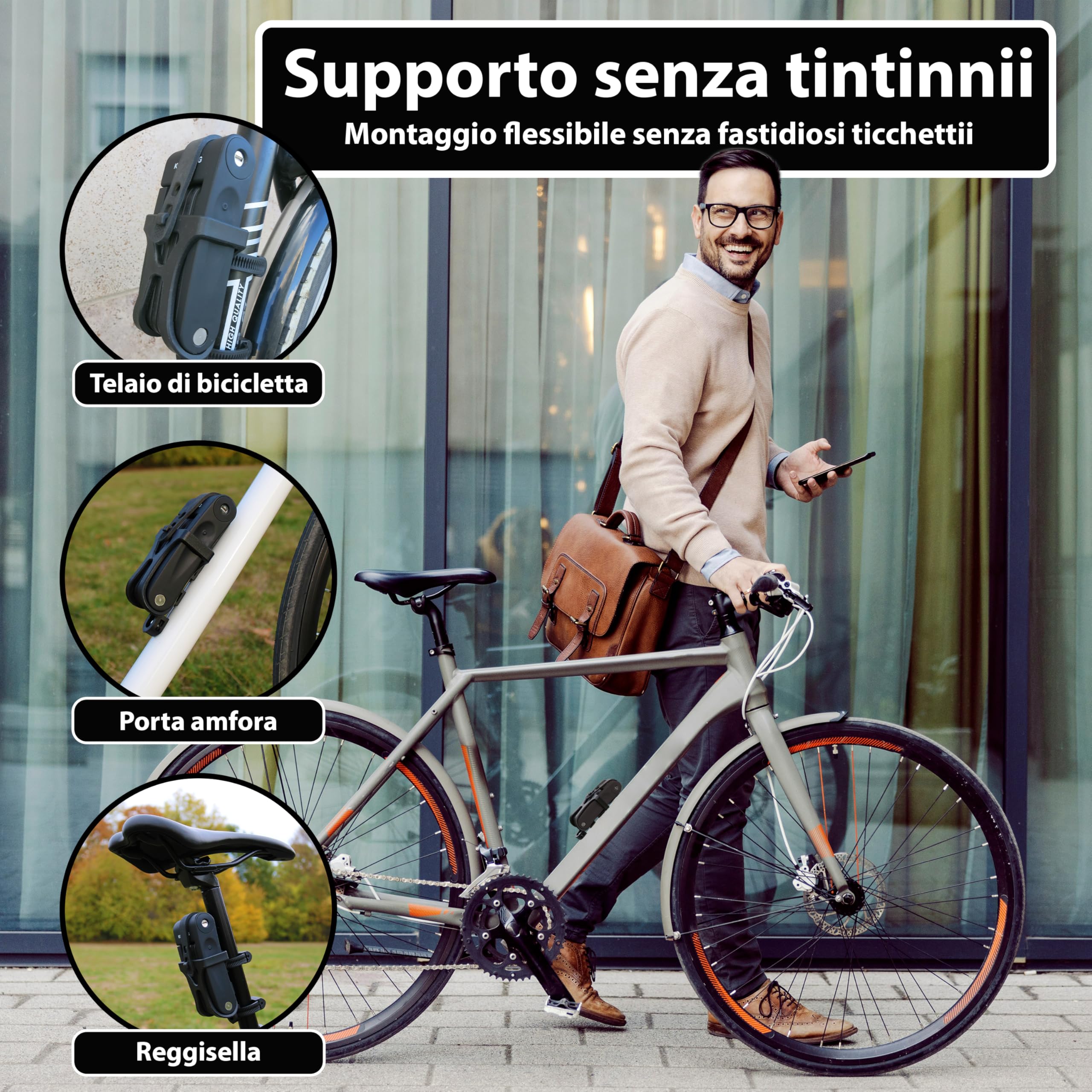 KOHLBURG Antifurto pieghevole leggero | 680g | 70cm lungo | con supporto | Lucchetto piccolo & leggero | Antifurto per biciclette in acciaio temprato | per bicicletta elettrica & monopattino elettrico