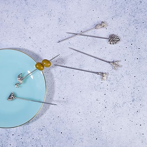 Miniatura 6 de Folkulture Juego de 6 palillos de Martini para fiesta de Navidad, acero inoxidable, accesorios reutilizables de barra de níquel, regalos de Navidad