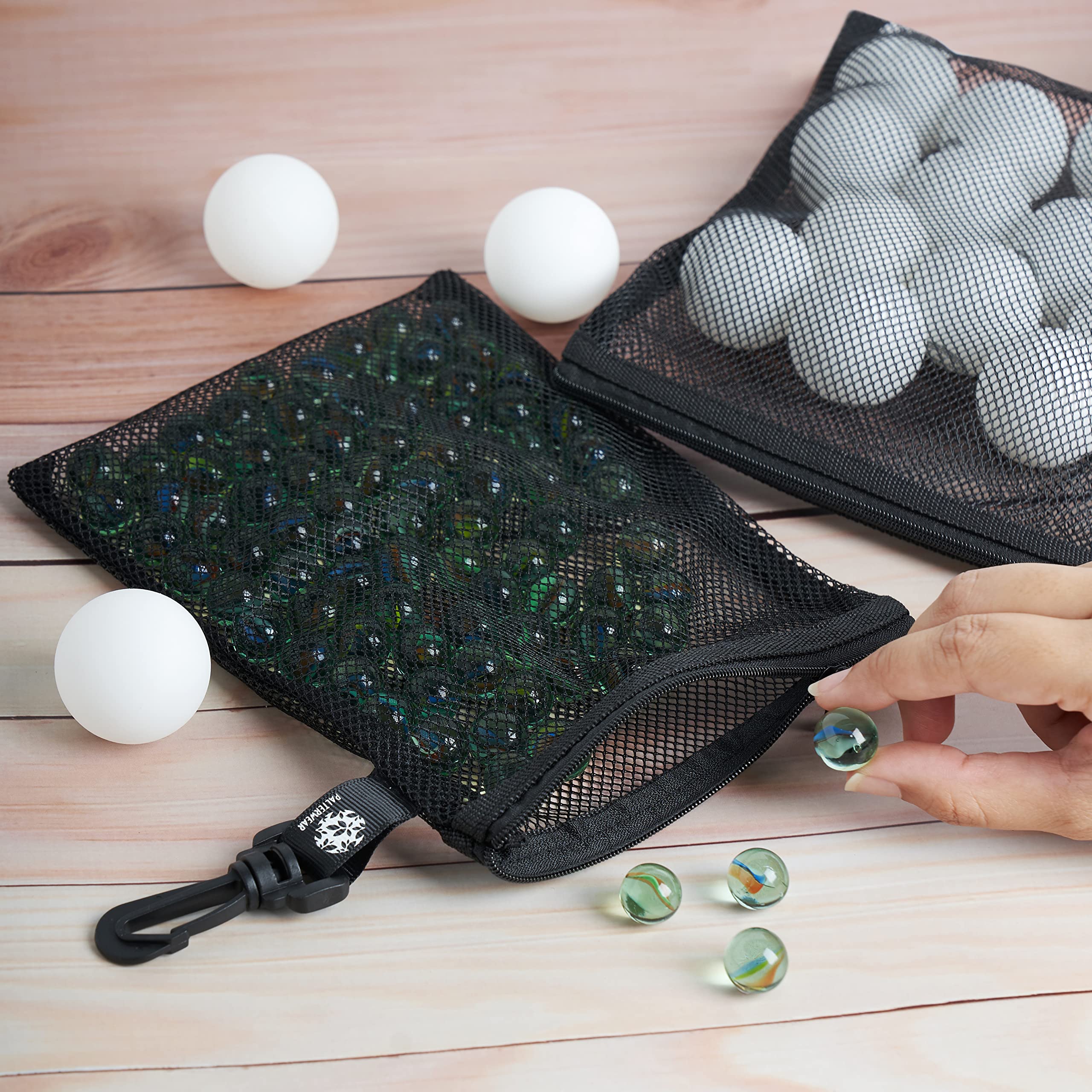 PALTERWEAR Siatkowa torba na zamek błyskawiczny z klipsem - zestaw 4 szt, Czarny, 7 x 9 inch, Torba z siatki na zamek błyskawiczny