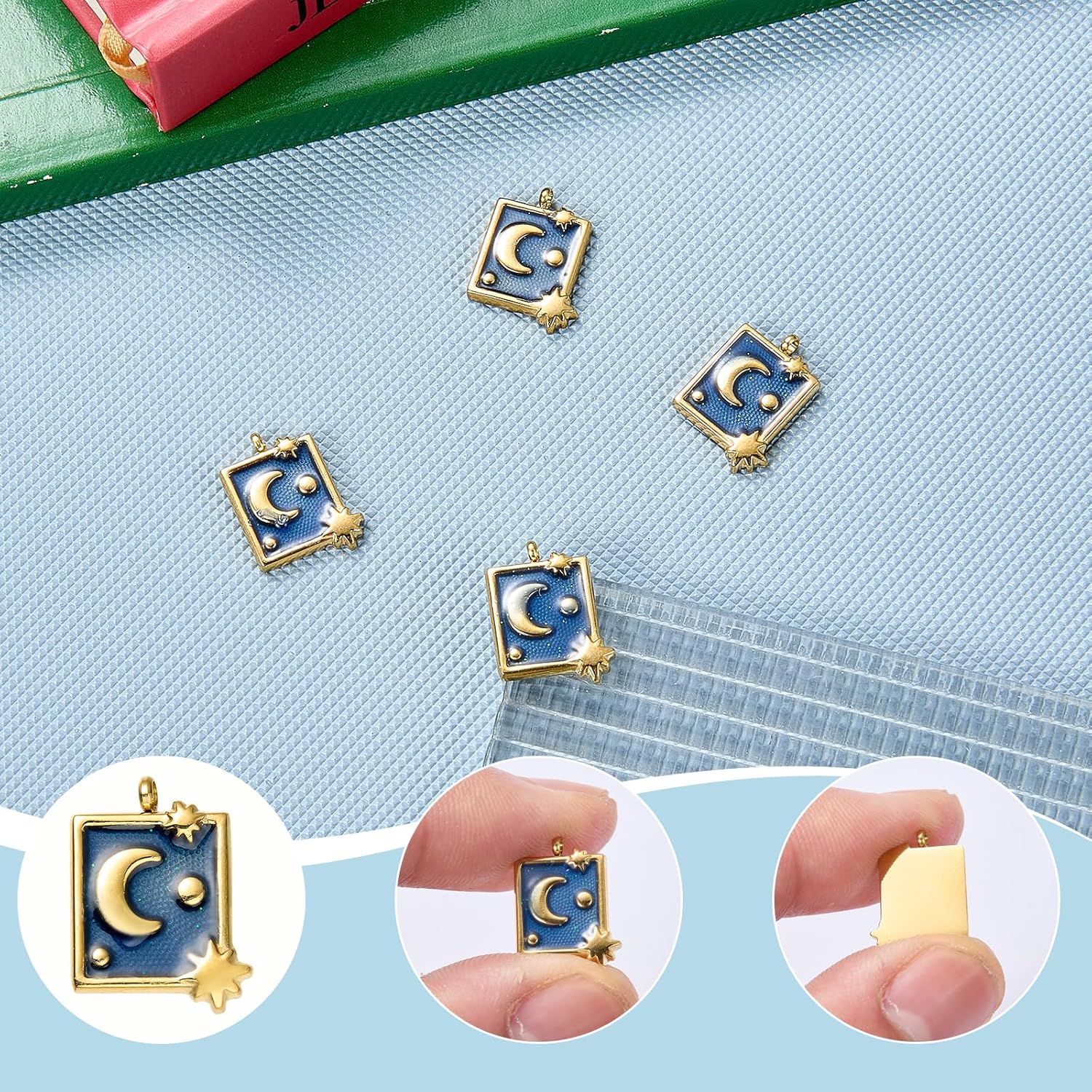 Gold Plated Metal Charms for Jewelry Making Cute Blue Enamel Bracelet Charms Pendants for Necklaces DIY Crafts Keychain Gift Supplies - Image 4