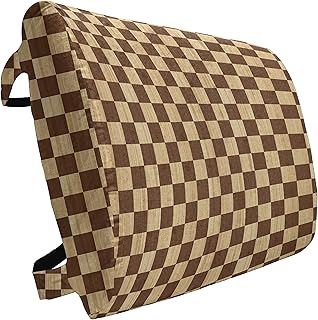 Ambesonne Checkered Lumbar Back Support Pillow, Empty Checkerboard Wooden Seem Mosaic Texture Image Chess Game Hobby Theme, High Density Foam for Office Chairs Car Seats, 14" x 13", Brown Pale Brown