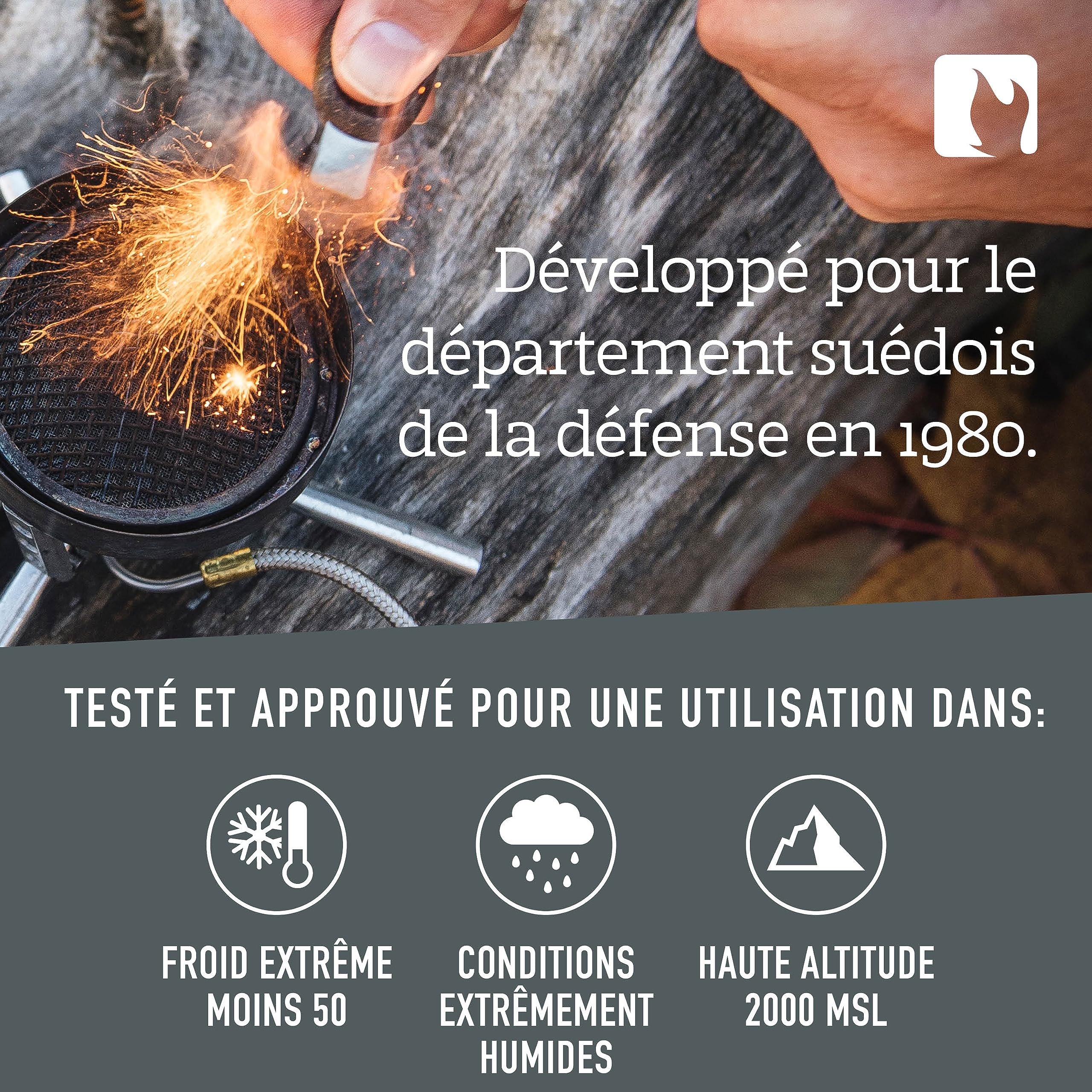 Light My Fire Allume Feu Survie - Pierre à Feu avec Tige de Ferrocérium - Fire Steel - Équipement de Bushcraft - Allume Feu au Magnésium 2-en-1 pour Feux de Camp 12 000 Utilisations