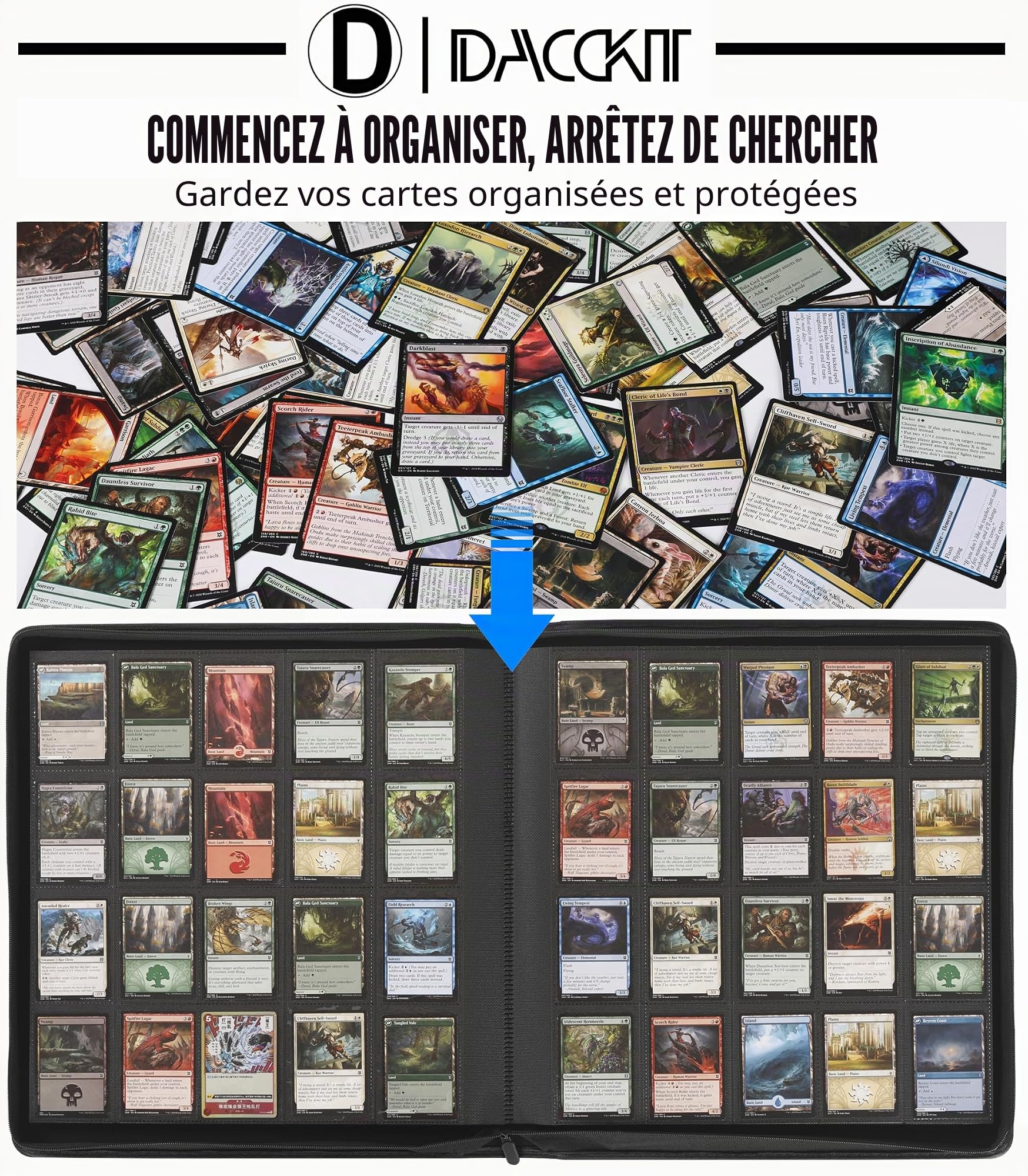 Classeur de cartes de qualité supérieure 20 pochettes – Peut contenir 2 000 cartes, album de cartes sans anneaux de 12,7 x 10,2 cm avec pochettes compatible avec cartes à collectionner et de sport