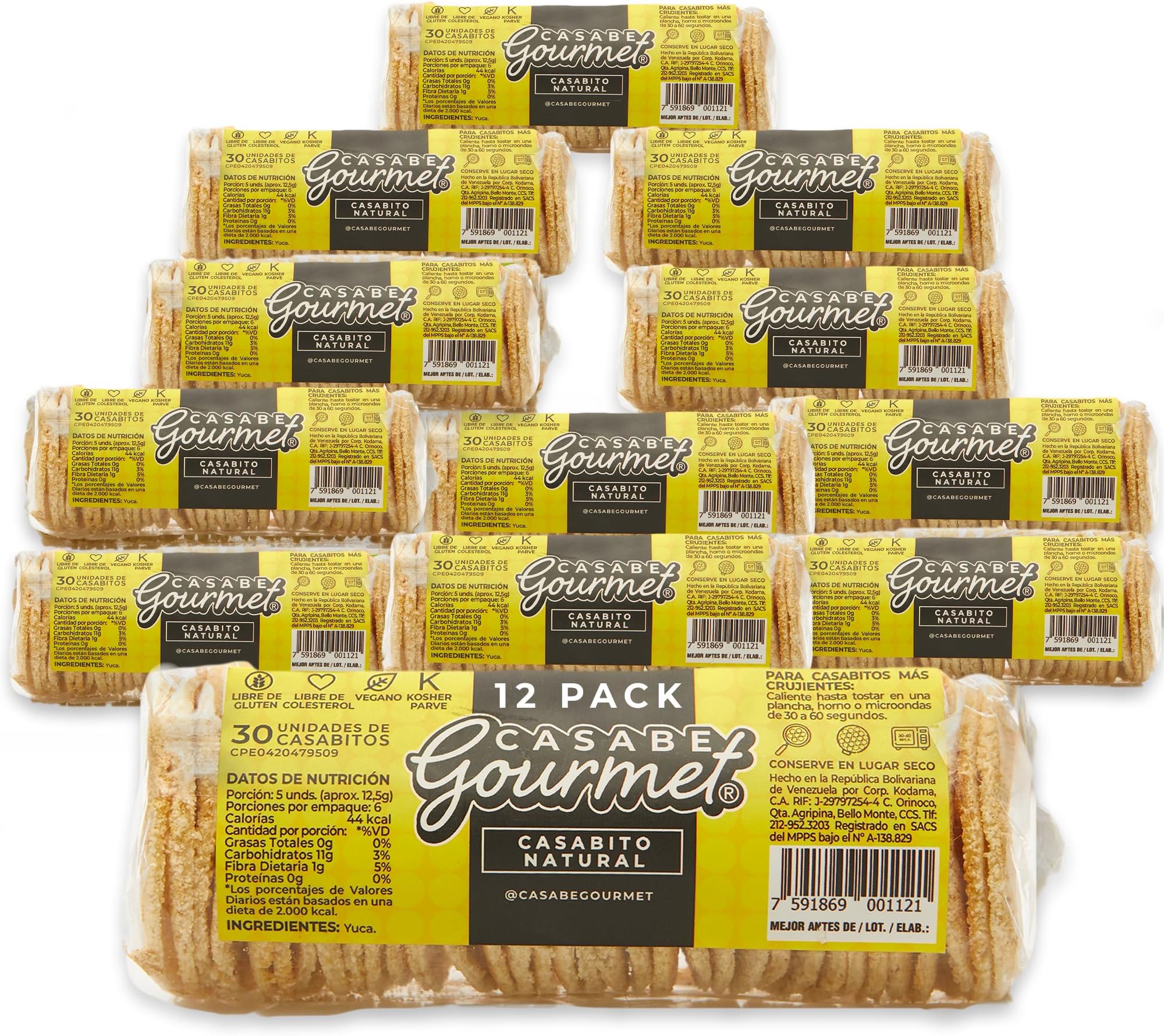 - Casabe Gourmet Large Cassava Chips – Natural Flavor – 12 Pack, Vegan, Gluten Free, Organic Low Carb Cassava Crackers, Made in Venezuela