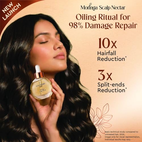 Image of Just Herbs Hair Oil Moringa Scalp Nectar | 99% Active Oil Infused | Silicone Free, Paraben Free, | Damage Repair, Hair Breakage | For hair growth Men & Women - 30ml