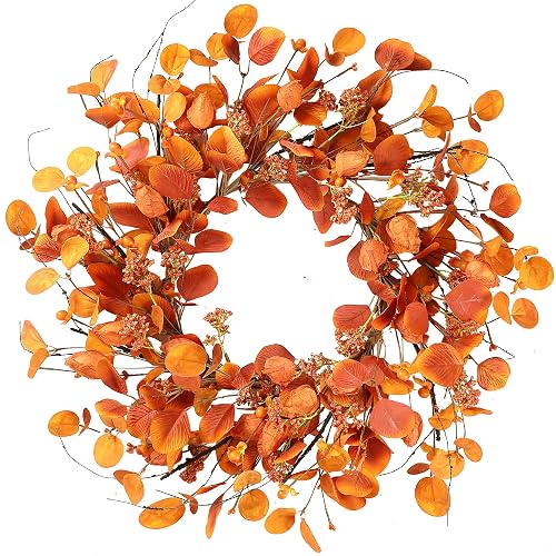 Sggvecsy Fall Wreath 20'' Autumn Harvest Wreath with Eucalyptus Berries,