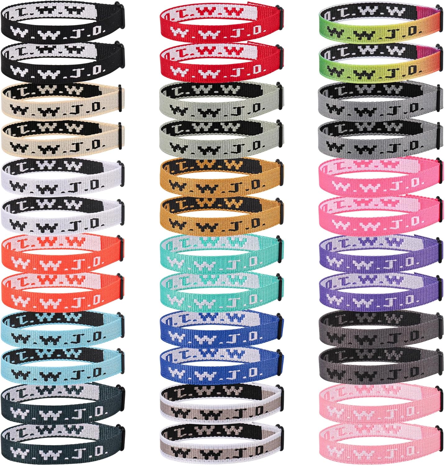 36PCS WWJD Bracelet Pack for Women Men, Christian Jesus Wristbands Bulk Gifts, W.W.J.D Adjustable Bracelets What Would Jesus Do Bracelet