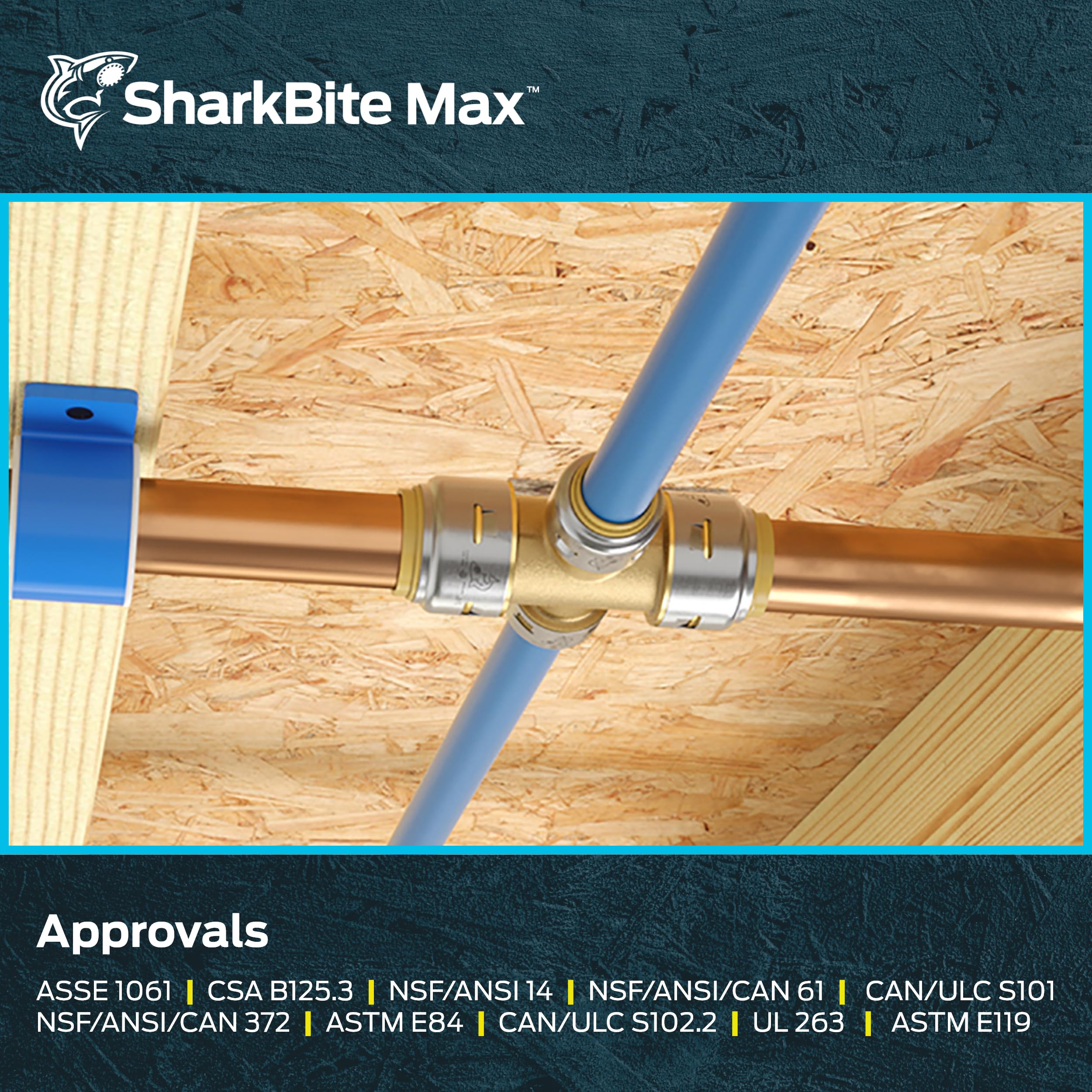 SharkBite Max 1/2 Inch x 3/4 Inch MNPT Reducing Adapter, Push to Con