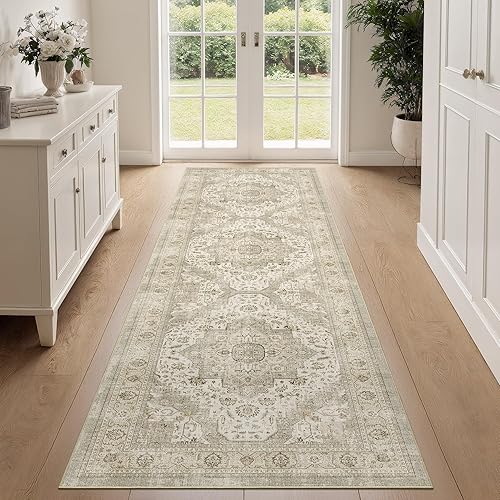 Miniatura 180 de Alfombras de área de 8 x 10 pies para sala de estar, vintage lavable con parte trasera antideslizante, resistente a las manchas, alfombra de área