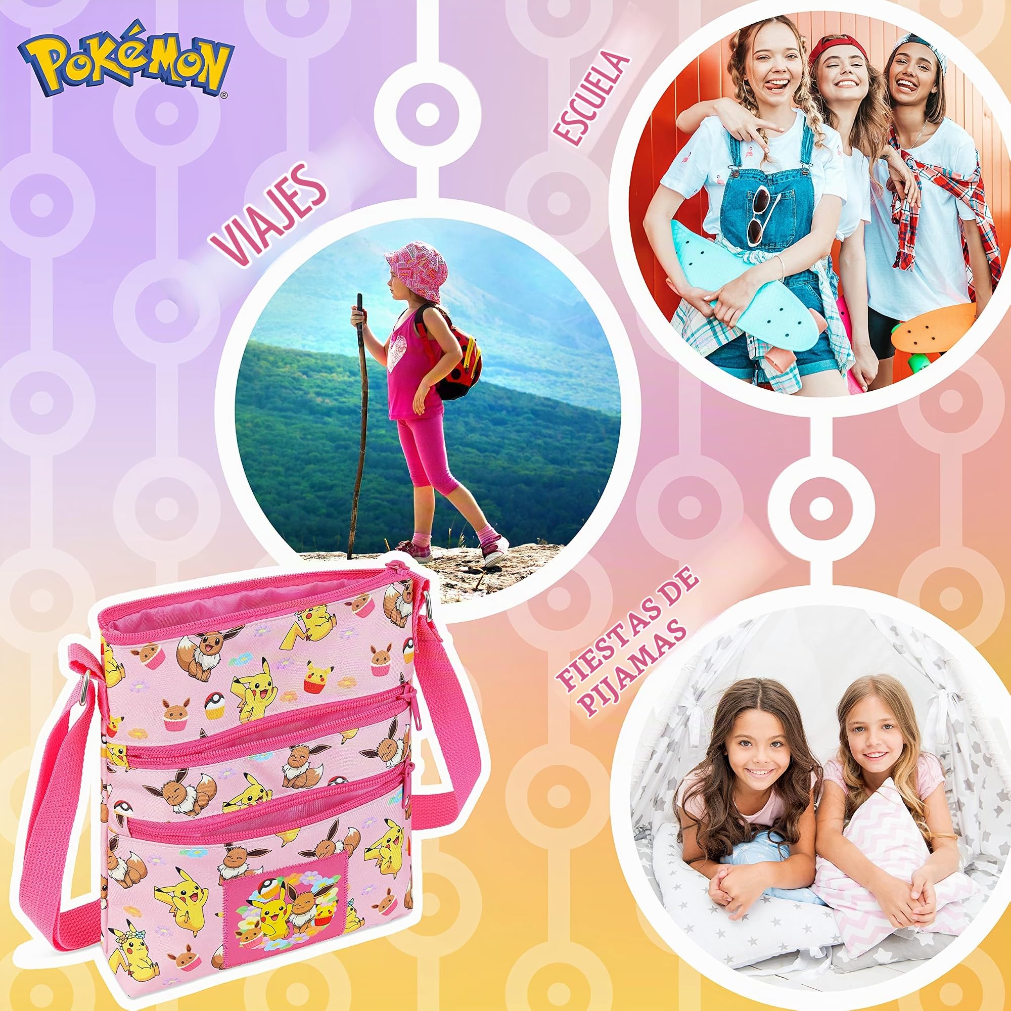 Pokemon Bolso bandolera Pikachu 3D para niños, adolescentes, viajes, vacaciones, regalos de anime