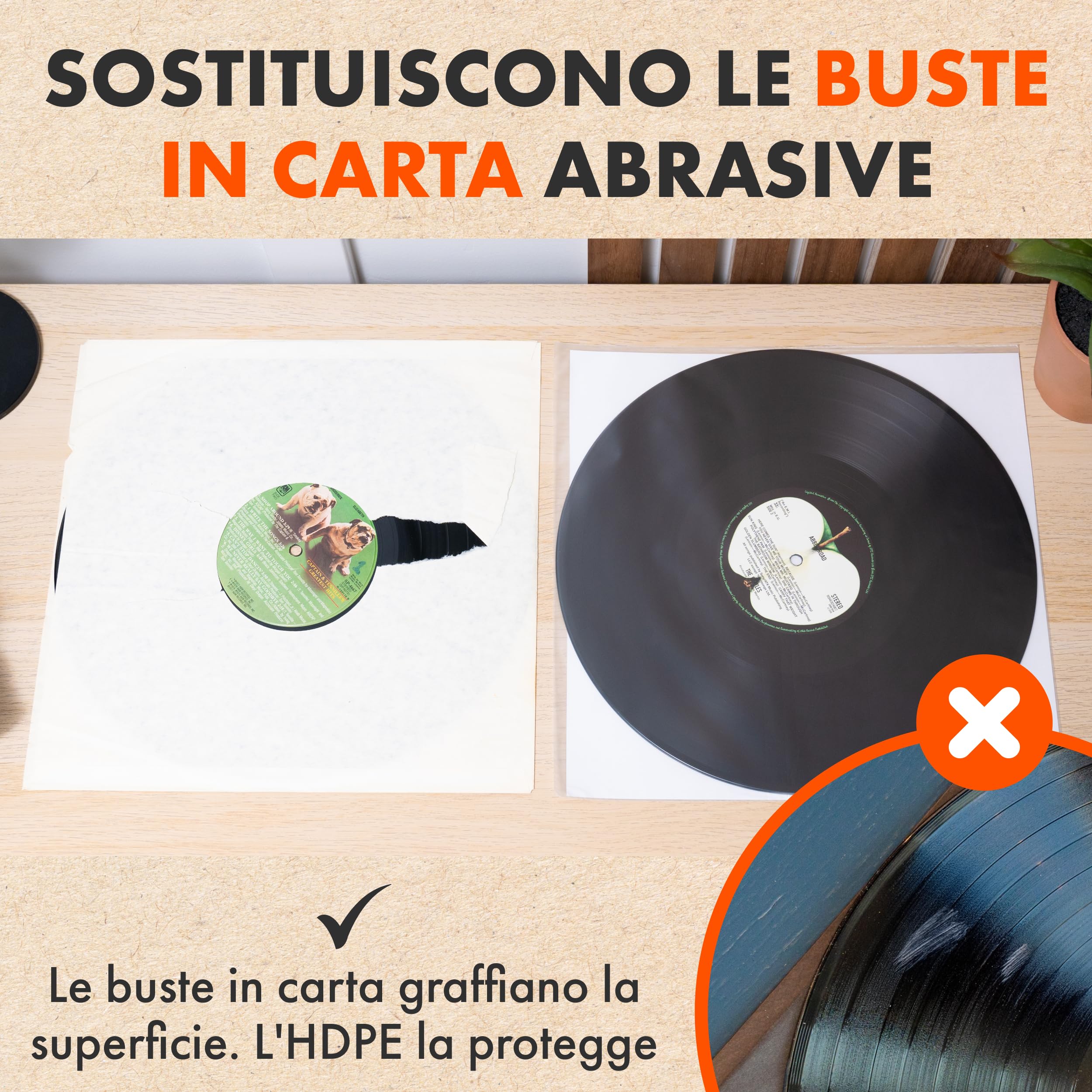 SPINCARE 100x 33 Giri Buste Interne Di Dischi Vinile Da LP | Audiophile 12" Custodia Quadrata Antistatico Pollici Antigraffio | Qualità Archivistica | Sostituire i Sacchetti Di Carta