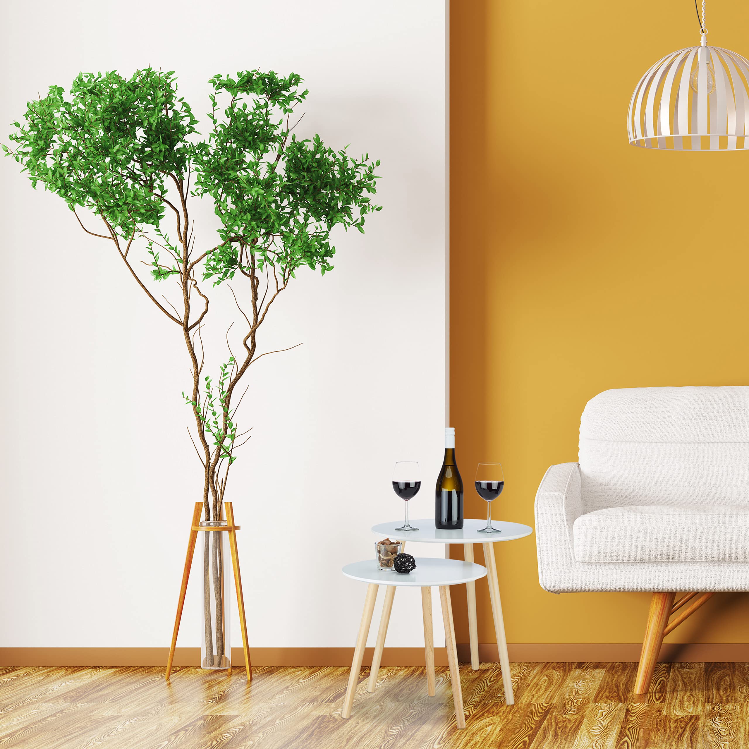 Relaxdays Tavolini da Salotto, Set 2, Stile Scandinavo, Design Anni ‘70, Impilabili, Diametro 39 e 47,5 cm, Bianco