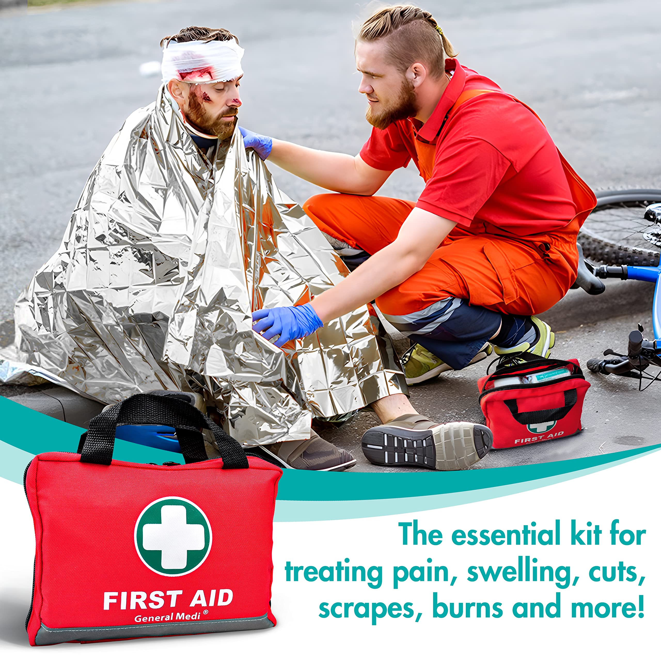 First Aid Kit Empty Emergency Kits -Waterproof Fire Prevention Wear Resisting Adjustable Straps First Aid Bag For Travel, Home, Office, Car, Hiking, Workplace & Outdoor Navy Blue 25 * 35 * 45 - View #7