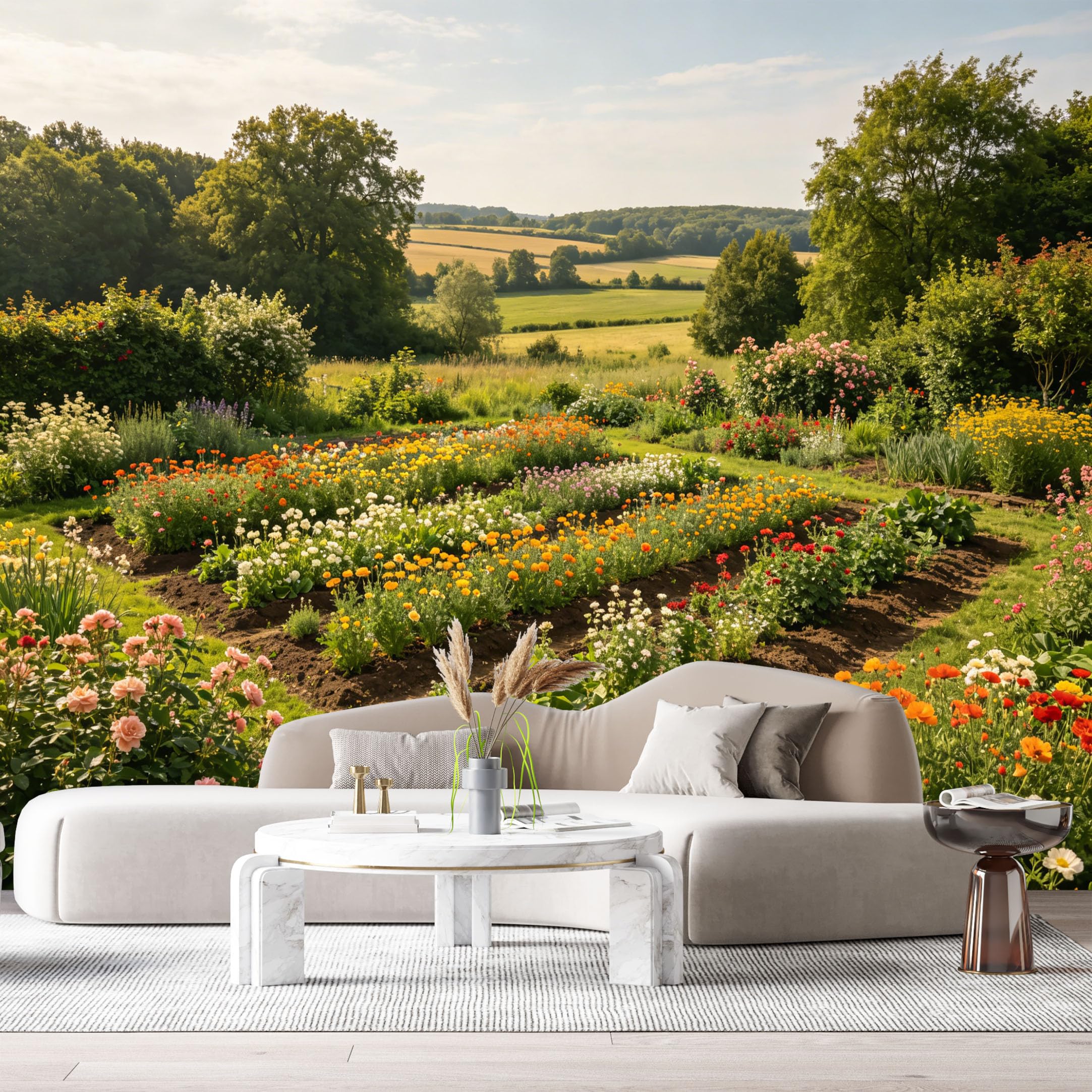 Custom Size Wall Murals Botanical Garden Farmhouse Landscape Oil Painting SelfAdhesive Wall Fabric Removable Large Wallpaper for Photo Living Room Interior Wall Decor Mural