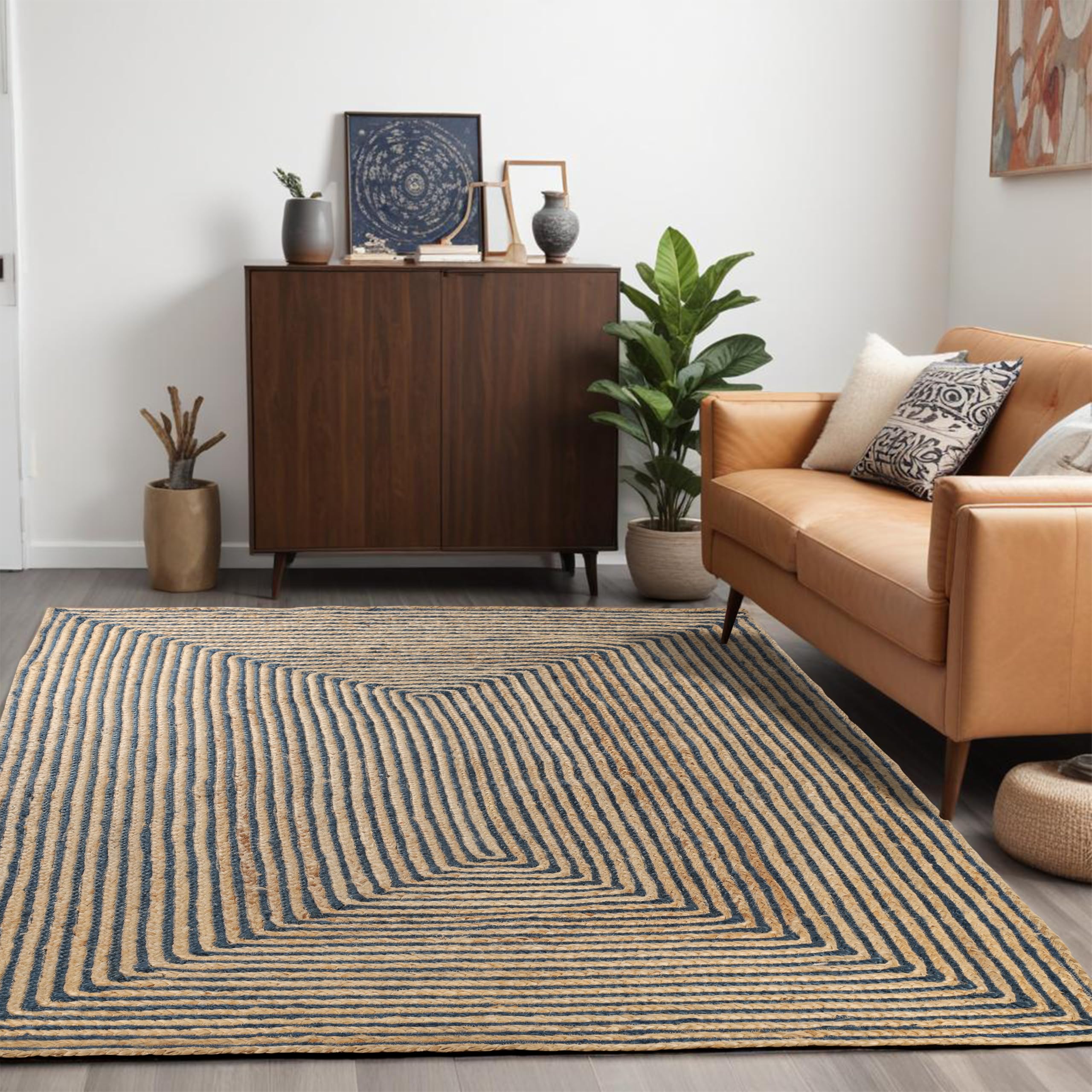 Superior Braided Dyed Jute Handwoven Indoor Area Rug, Jute Floor Decor for Entry, Kitchen, Living Room, Dining Room, Bedroom, Office, Apartment,