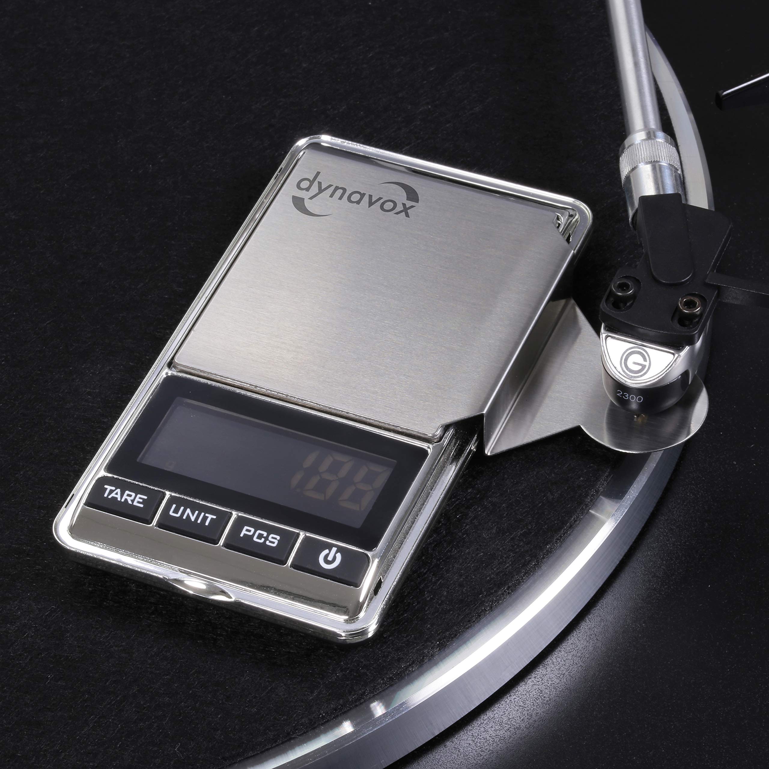 Dynavox Balanza Electrónica para Brazo TW-4, Medición y Ajuste de la Fuerza de Apoyo para Cápsulas de Tocadiscos, Plataforma Antimagnética, Alta Precisión