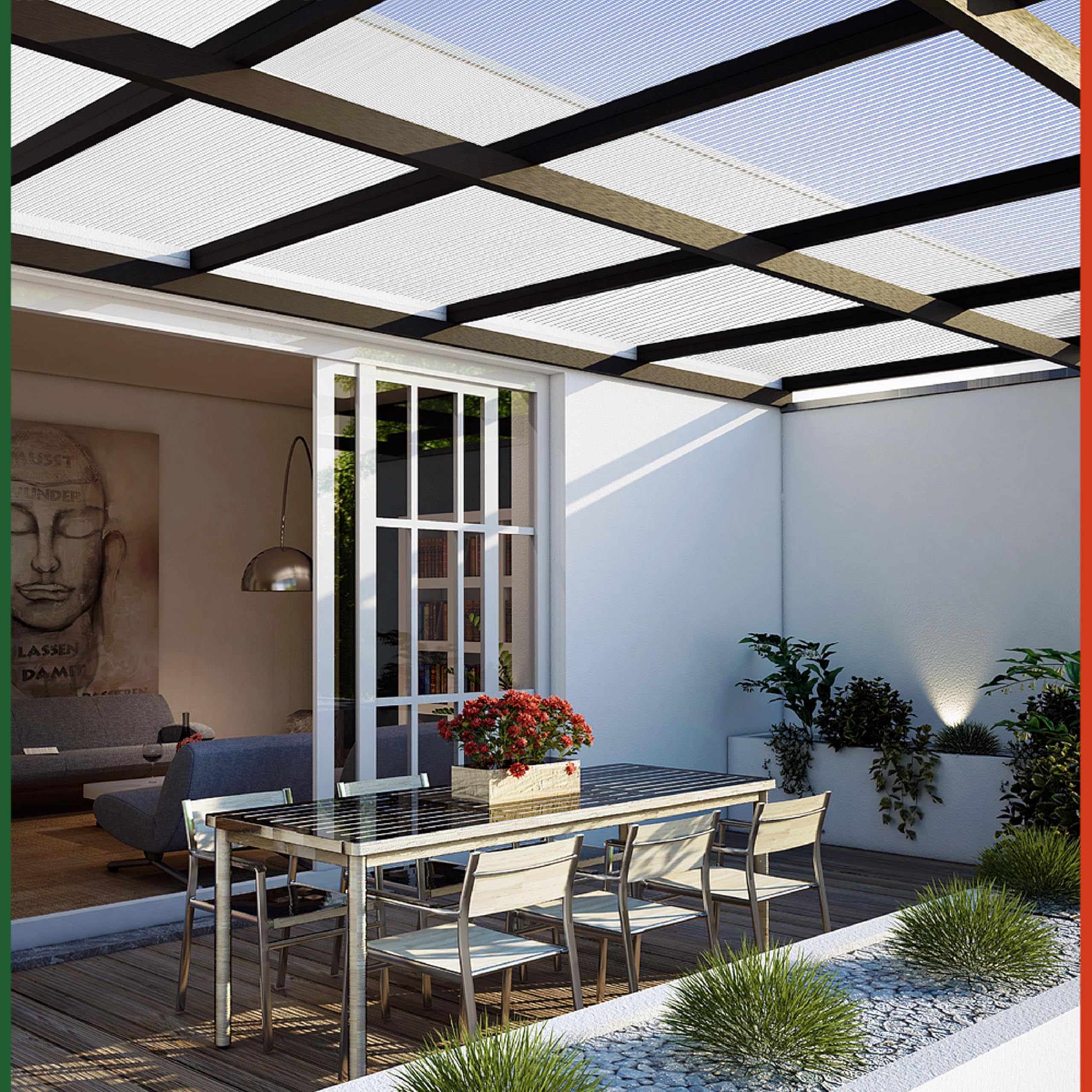 GARDEBRUK® 14x Plaques de Polycarbonate Creux 4mm 121x60,5cm découpe 10,25m² résistant aux UV plaques à Double paroi Serre de Jardin Plaque alvéolaire