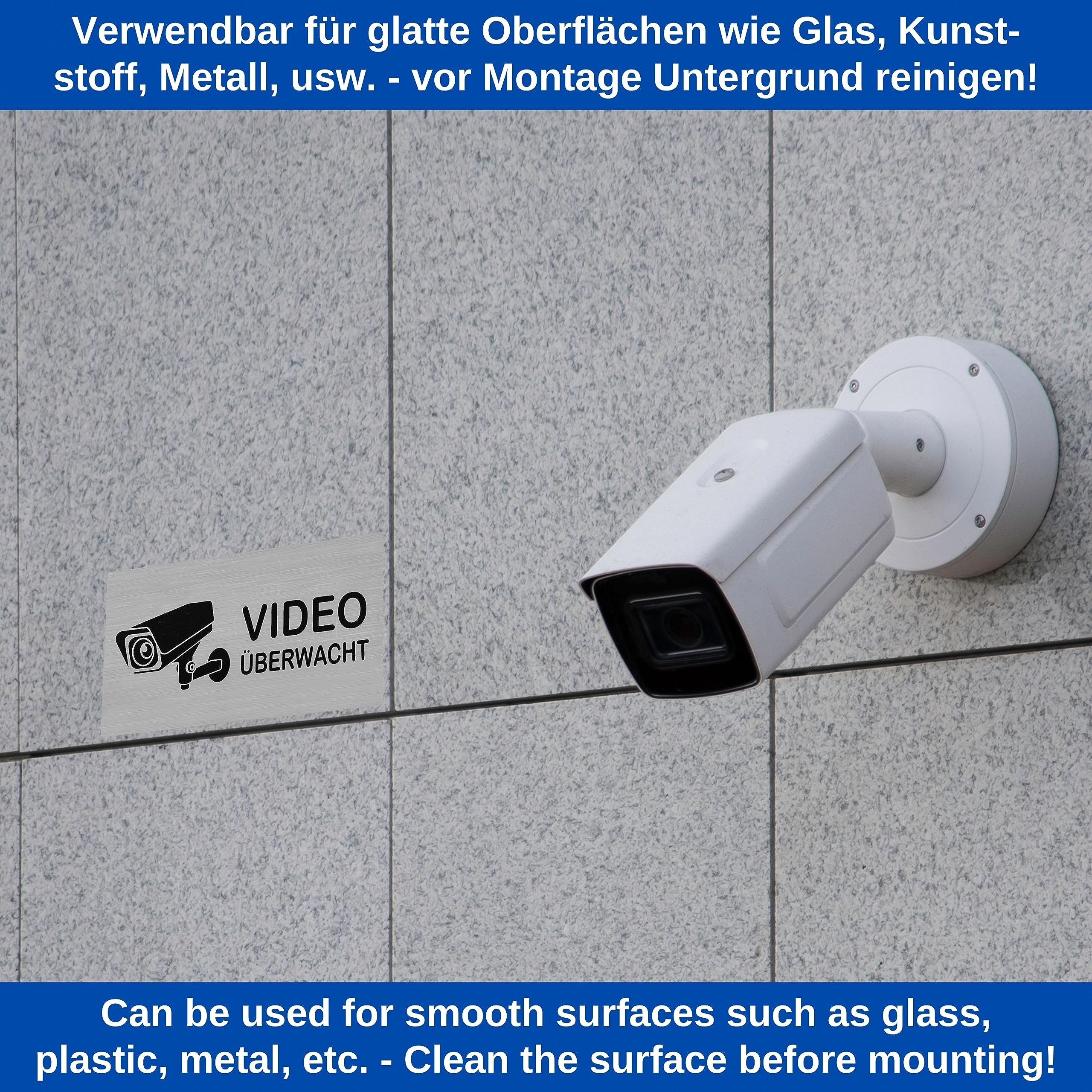 CCTV Warnschild Aus Aluminium – Selbstklebend Mit Löchern, 15x15 Cm, Gelb/schwarz